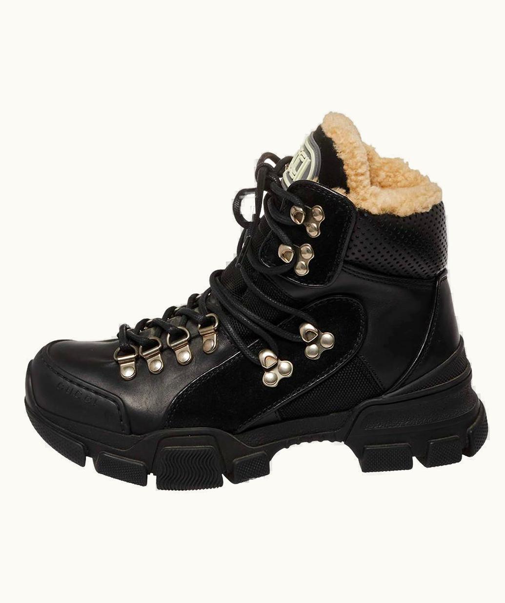 Gucci Black Leather Flashtrek Ankle Boots