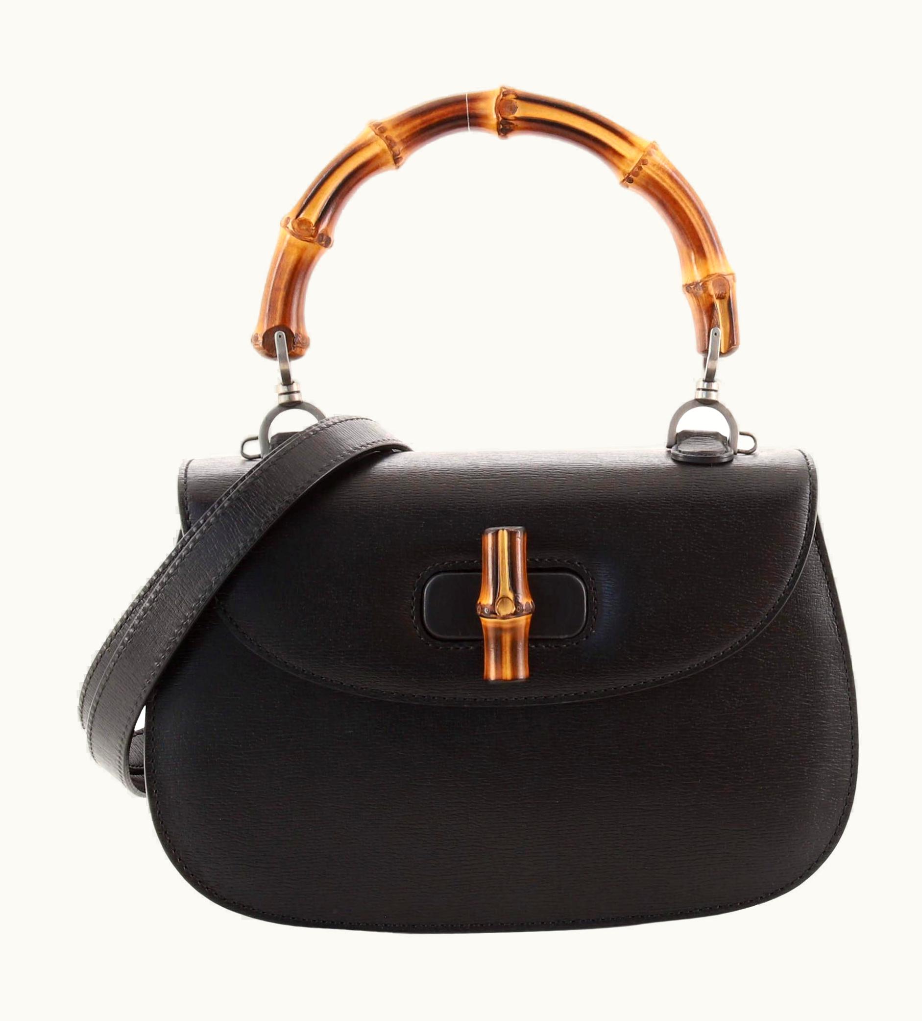 Gucci Classic Bamboo Top Handle Bag Leather Medium