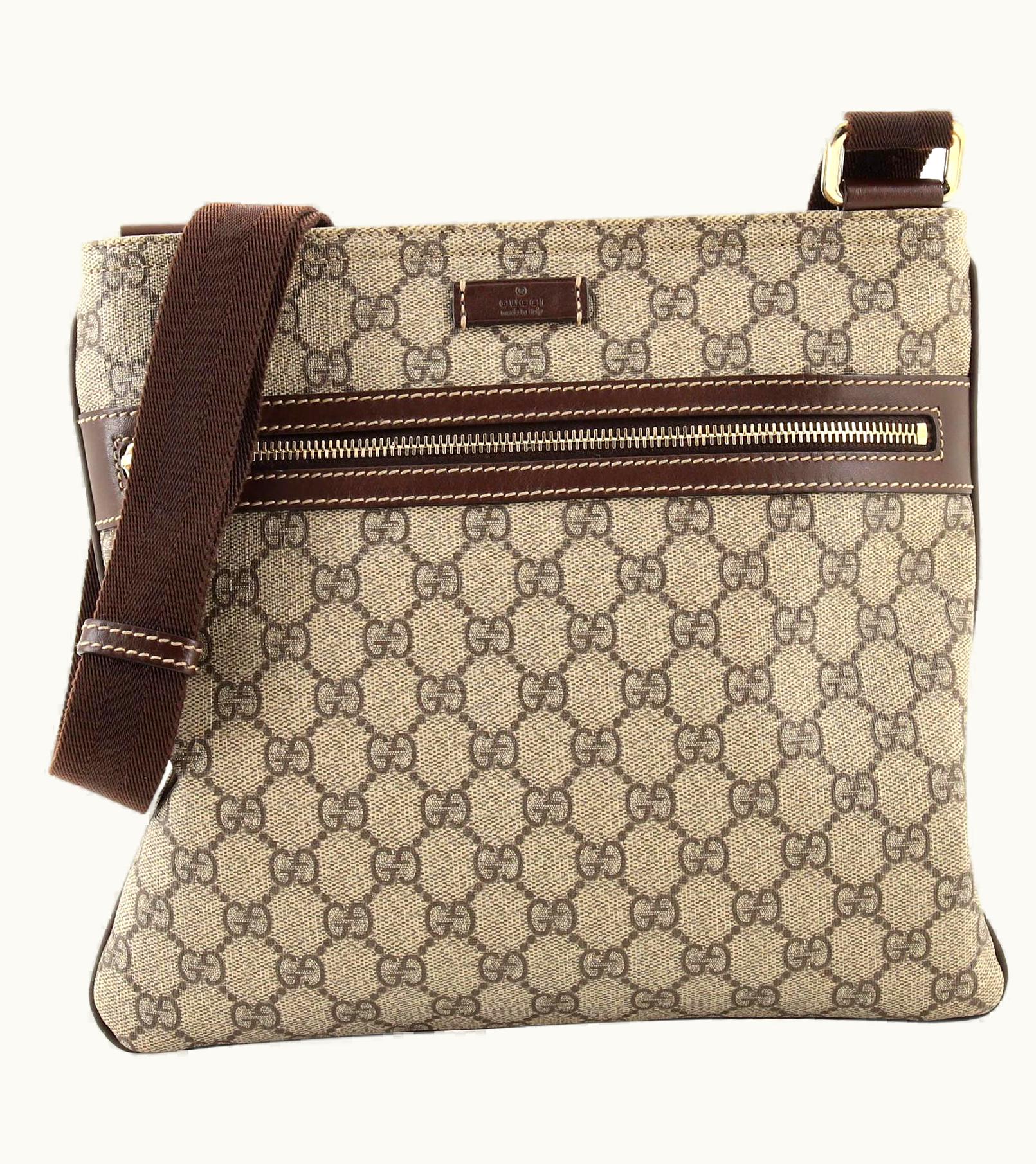 Gucci Flat Messenger Bag Gg Coated Canvas Medium