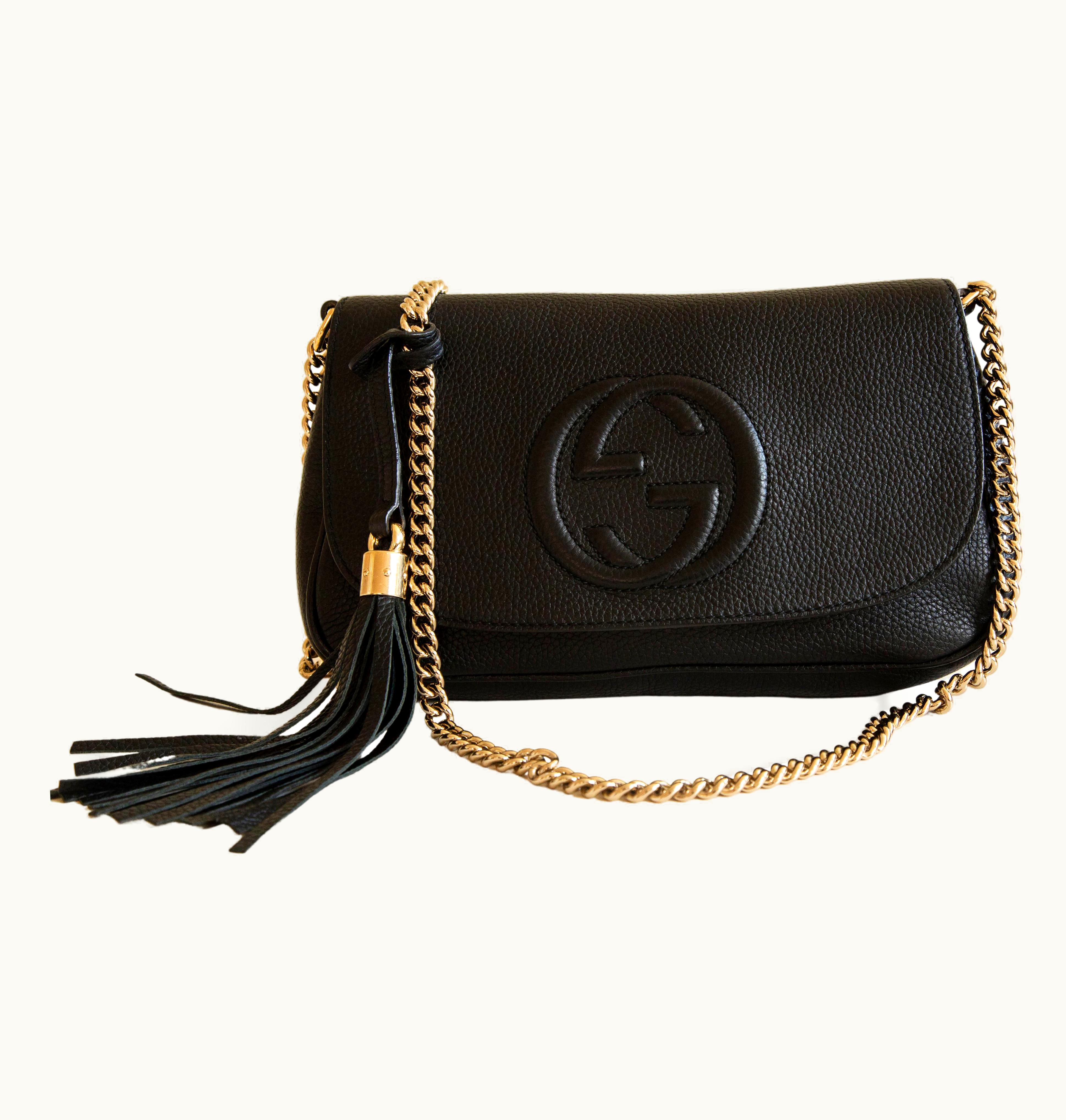 Gucci Soho Flap In Black Leather Crossbody Bag
