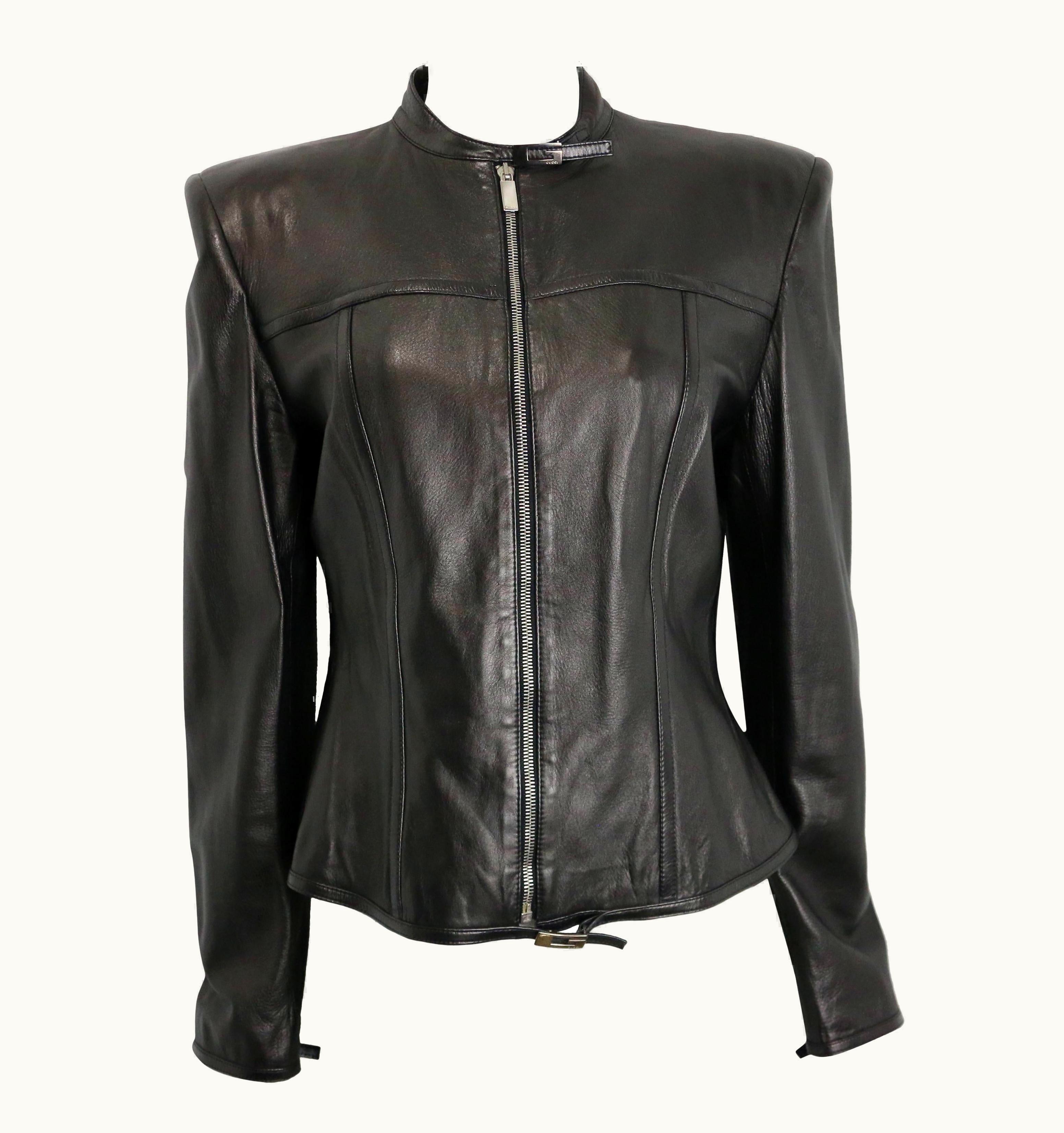 Gucci By Tom Ford Black Lambskin Leather Jacket