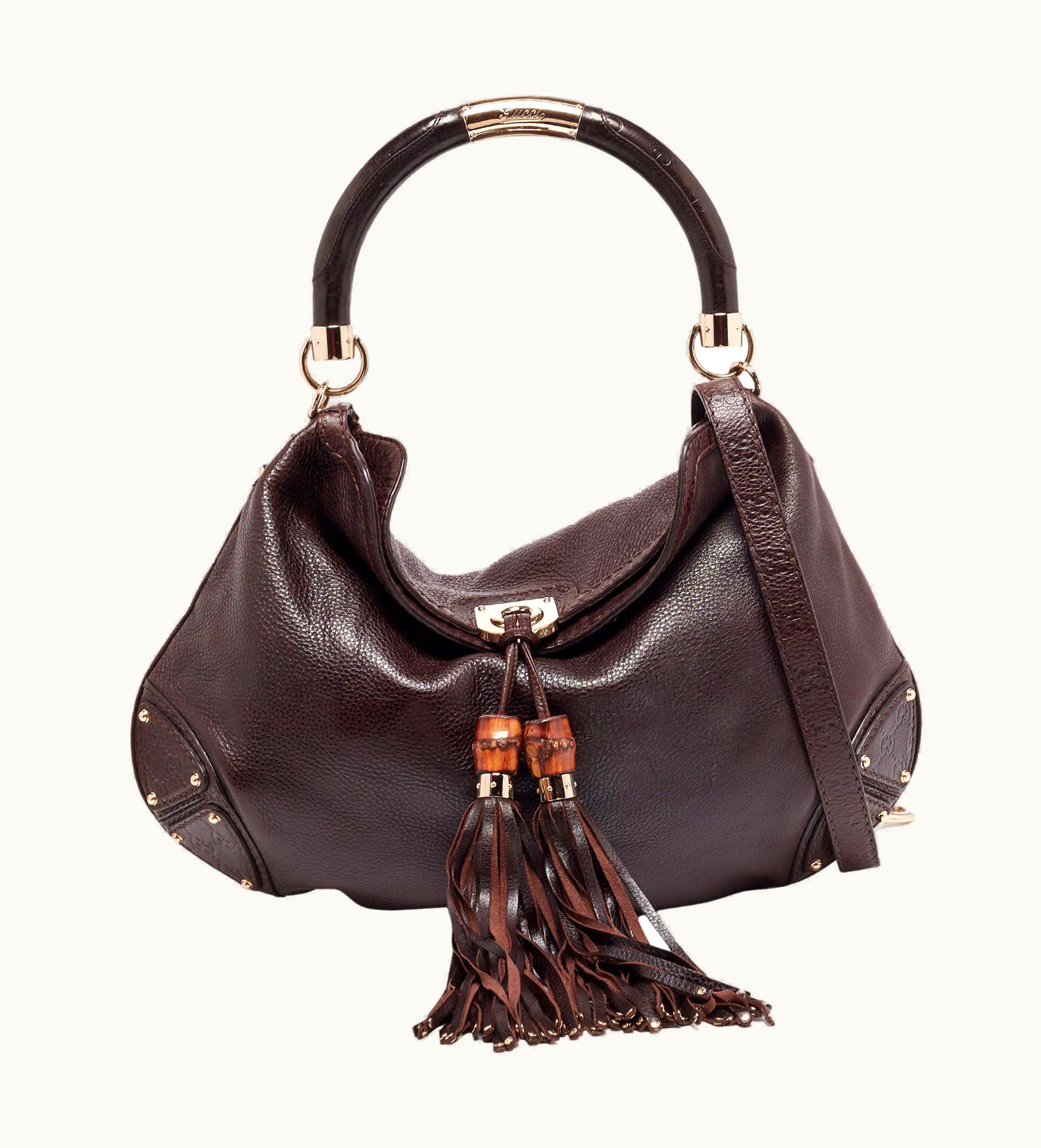 Gucci Dark Brown Leather Large Babouska Indy Hobo UZ0573017