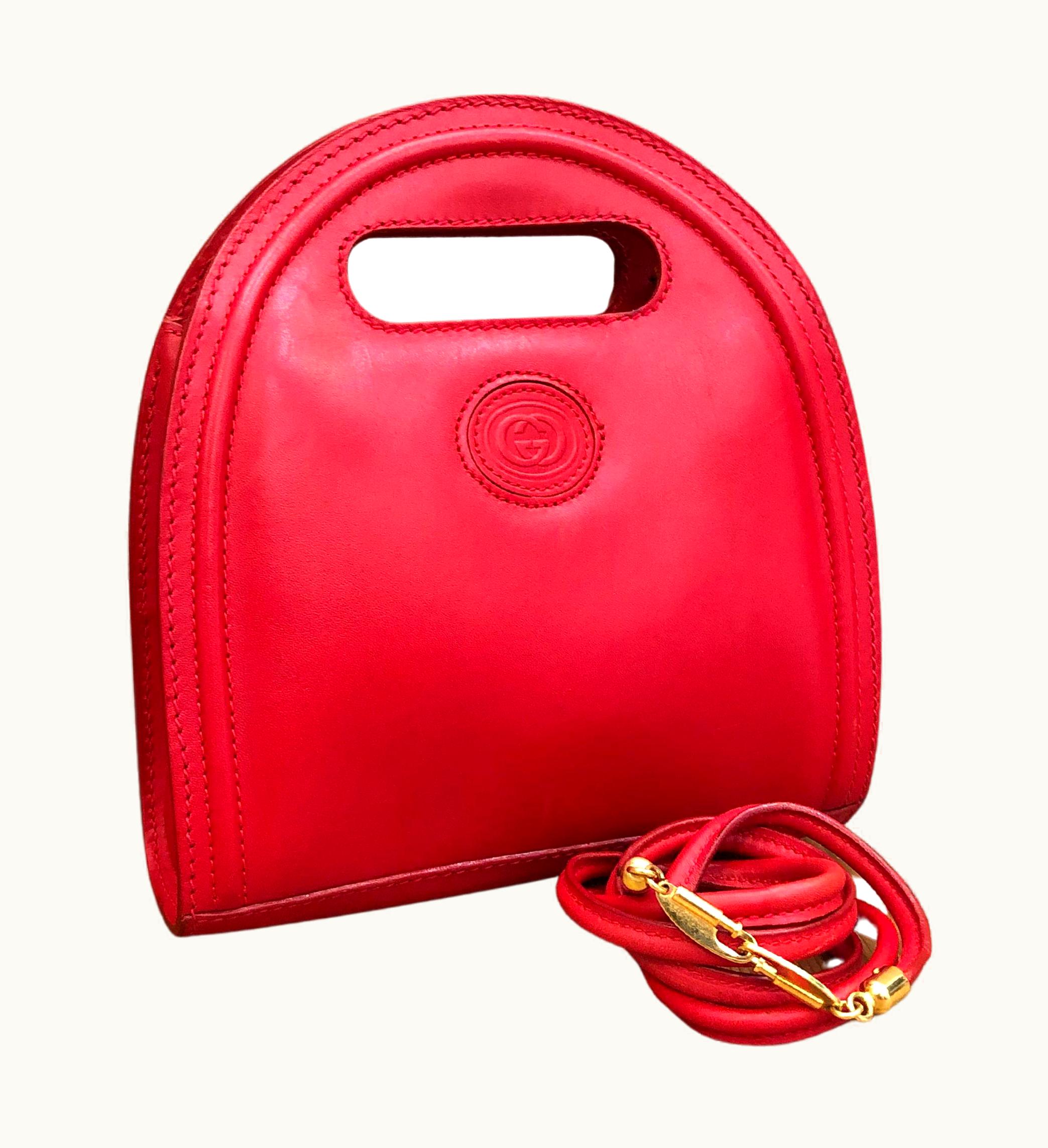 Gucci Vintage Gucci Red Leather Mini Book Tote Bag
