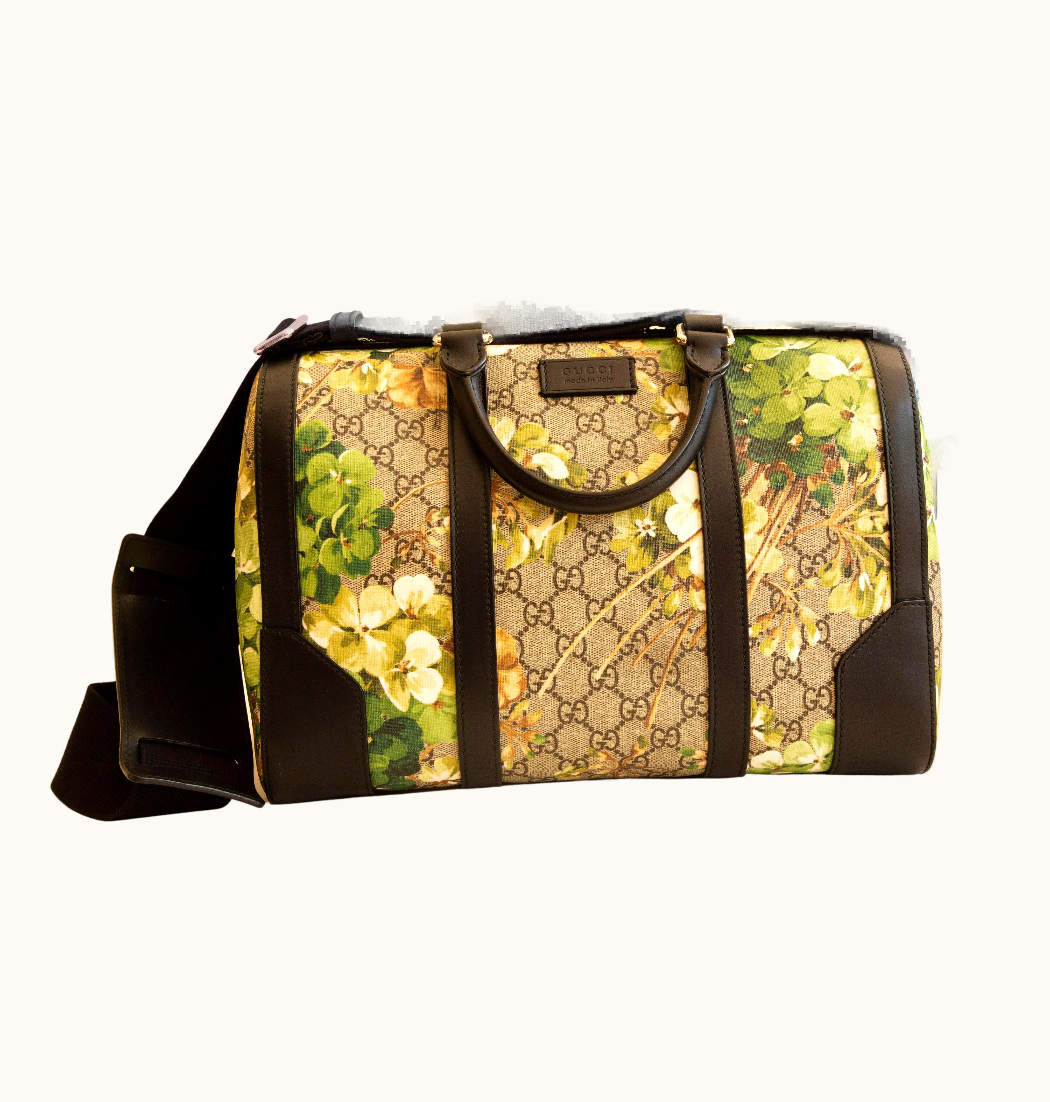 Gucci Unisex Boston Bag Gg Web And Blooms