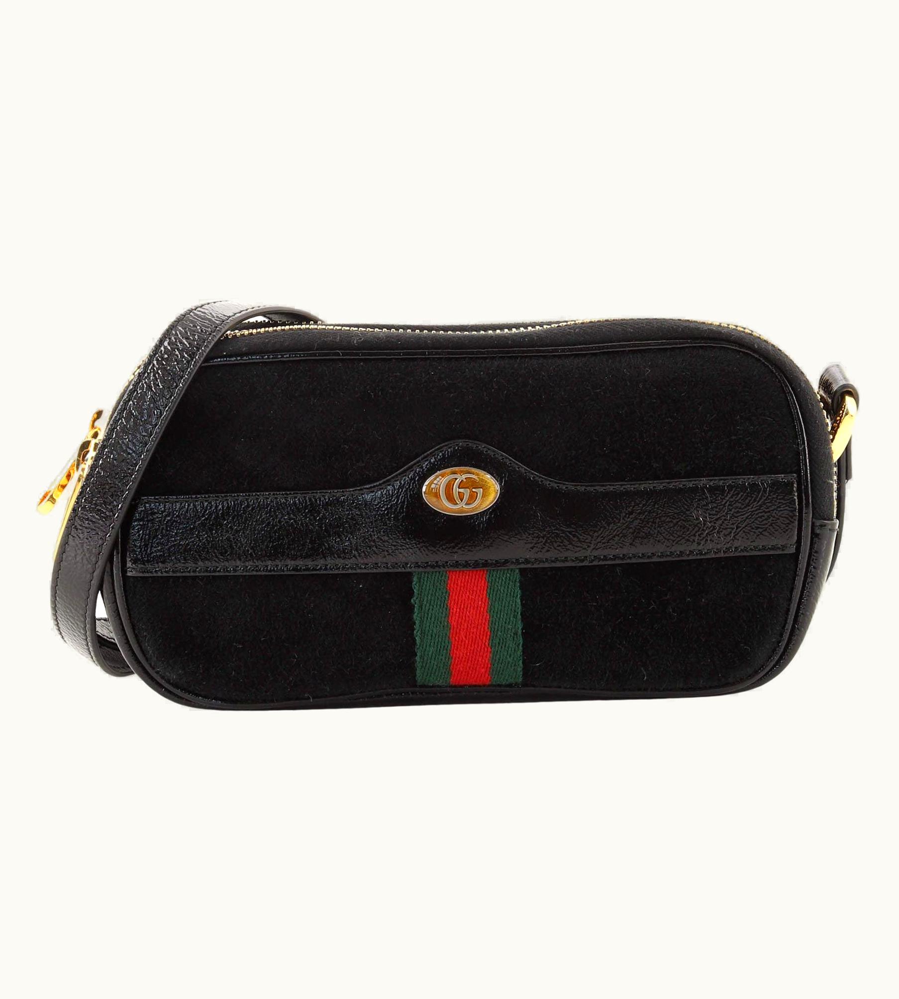 Gucci Ophidia Triple Zip Crossbody Bag Suede Mini