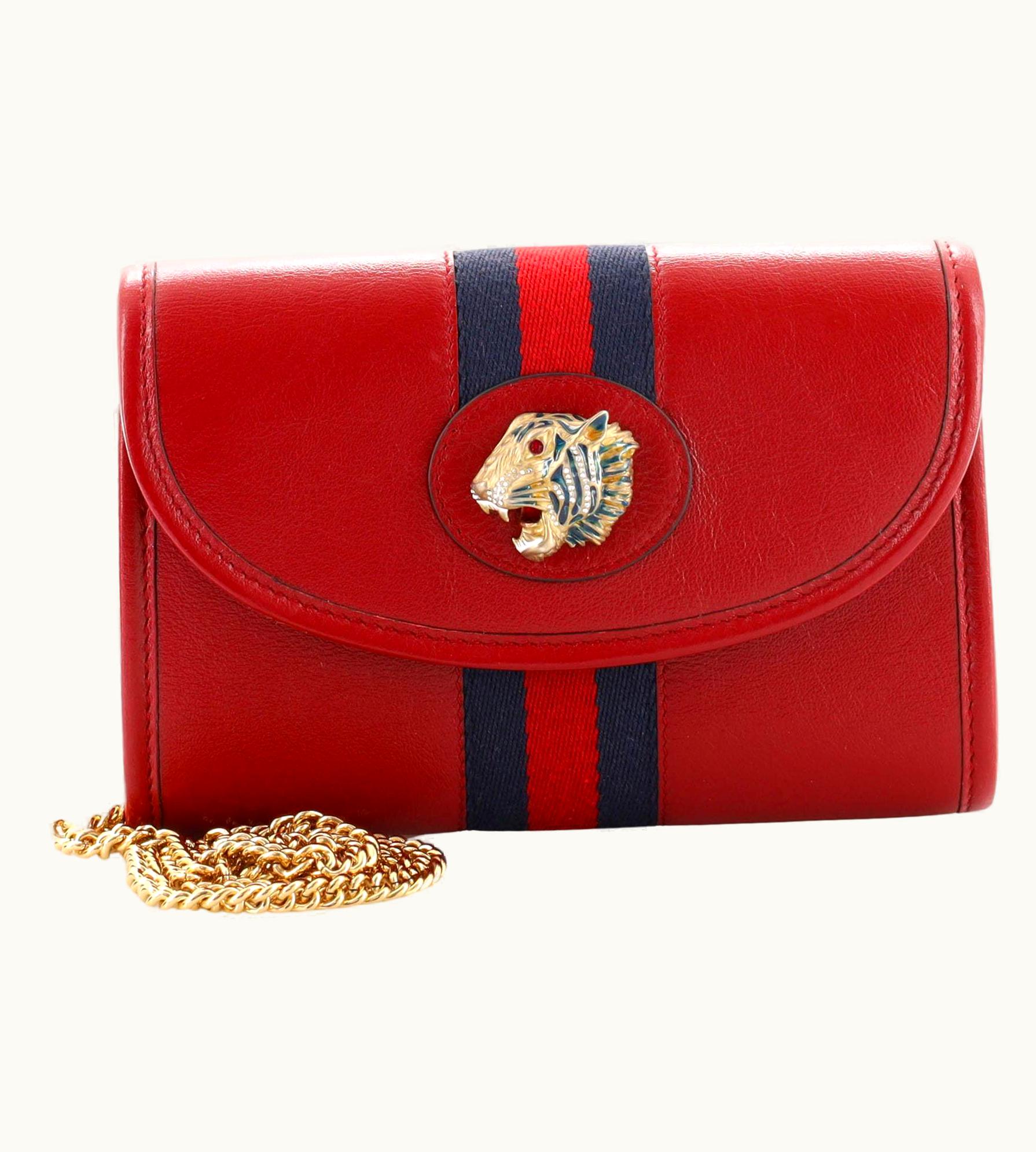 Gucci Rajah Web Chain Shoulder Bag Leather Mini