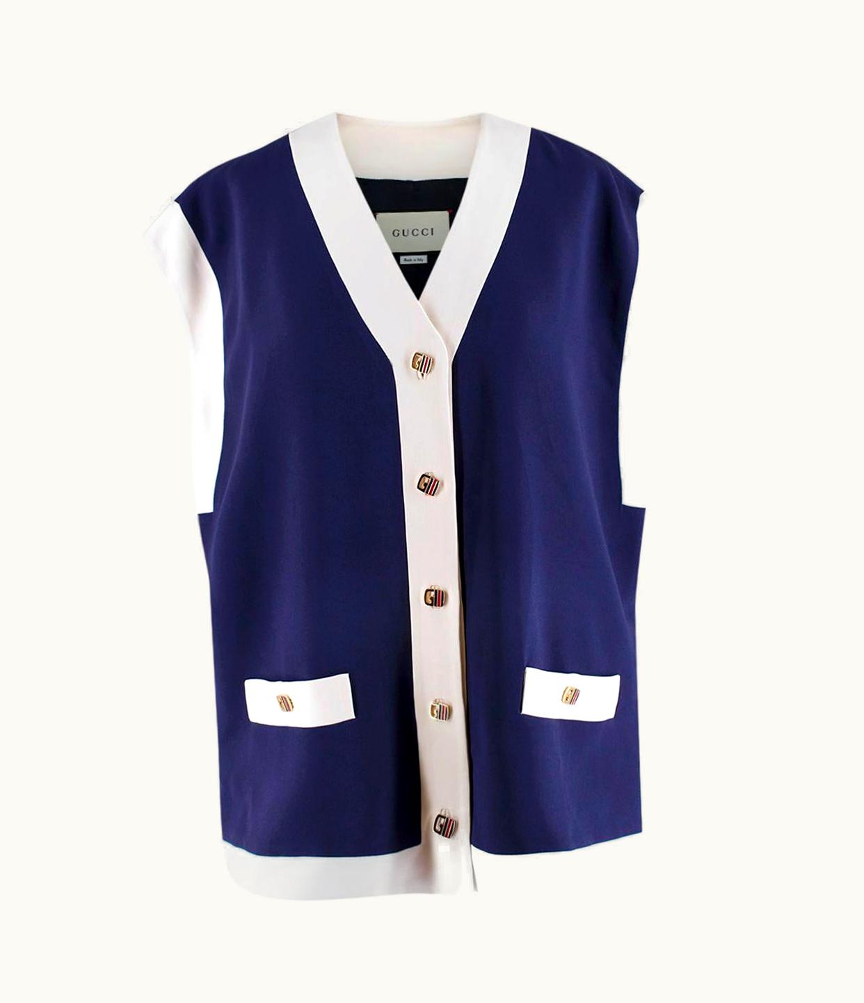 Gucci Blue Crepe Oversized Cady Vest