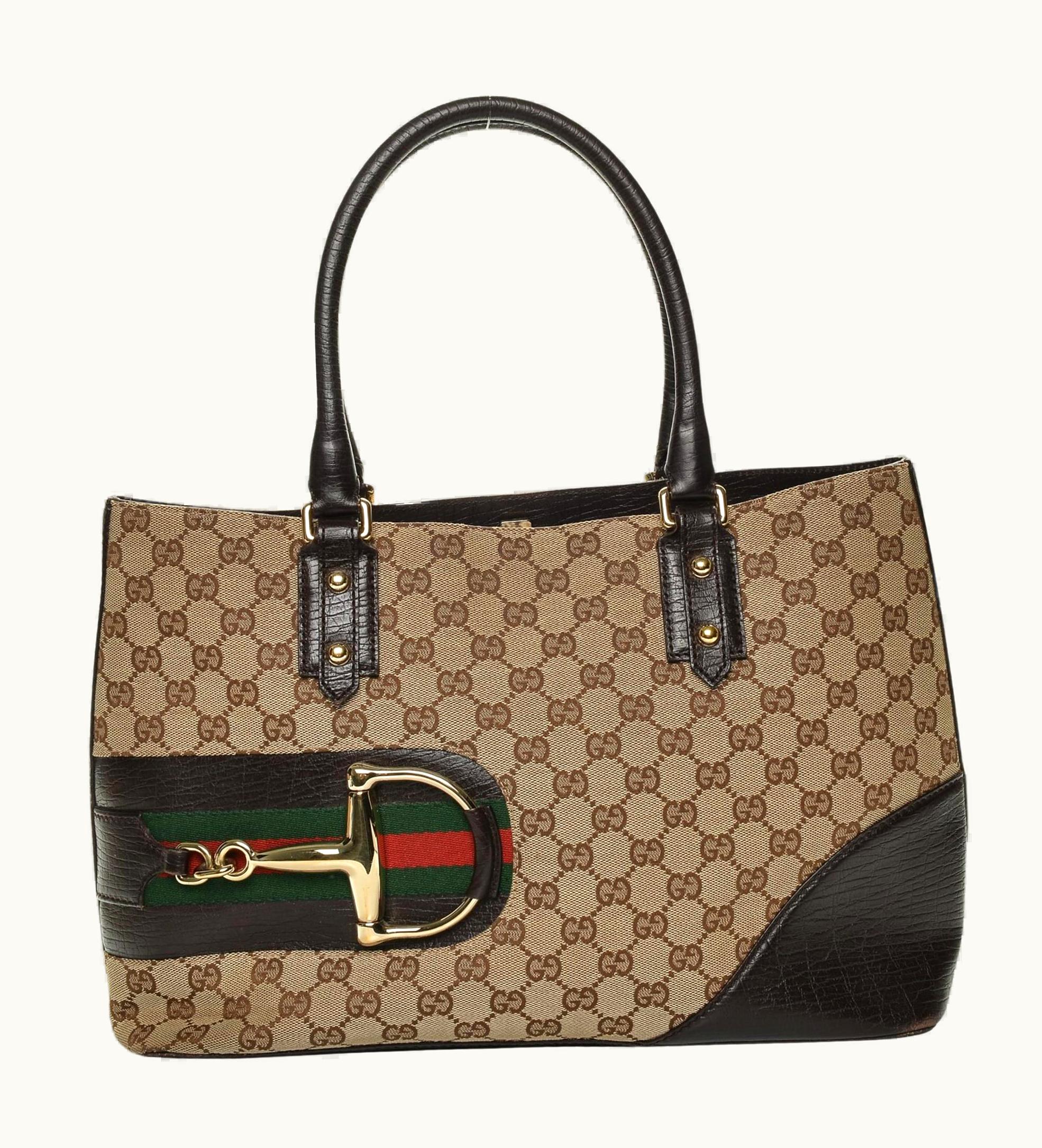 Gucci Monogram Medium Hasler Tote Dark Brown (137385)
