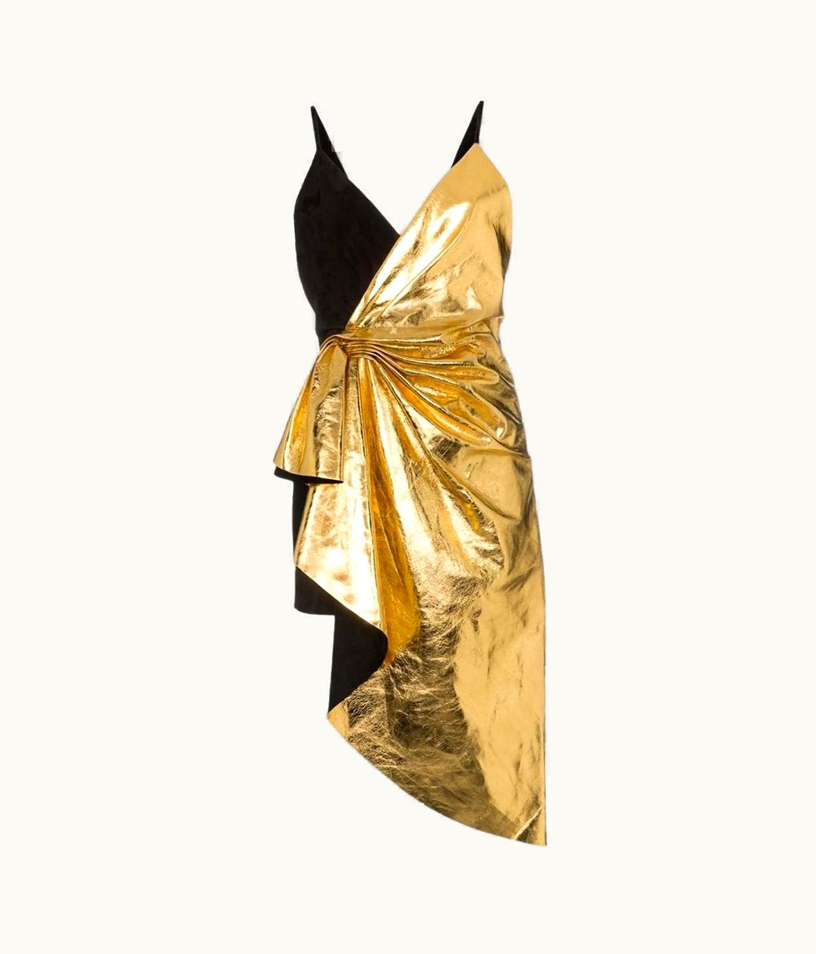Gucci Metallic Leather Asymmetric Mini Dress