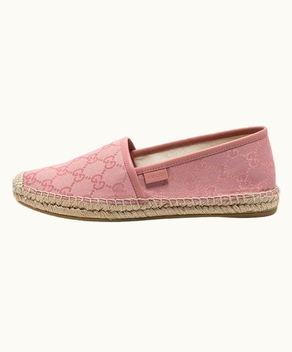 Gucci Pink Gg Canvas Espadrilles Flats