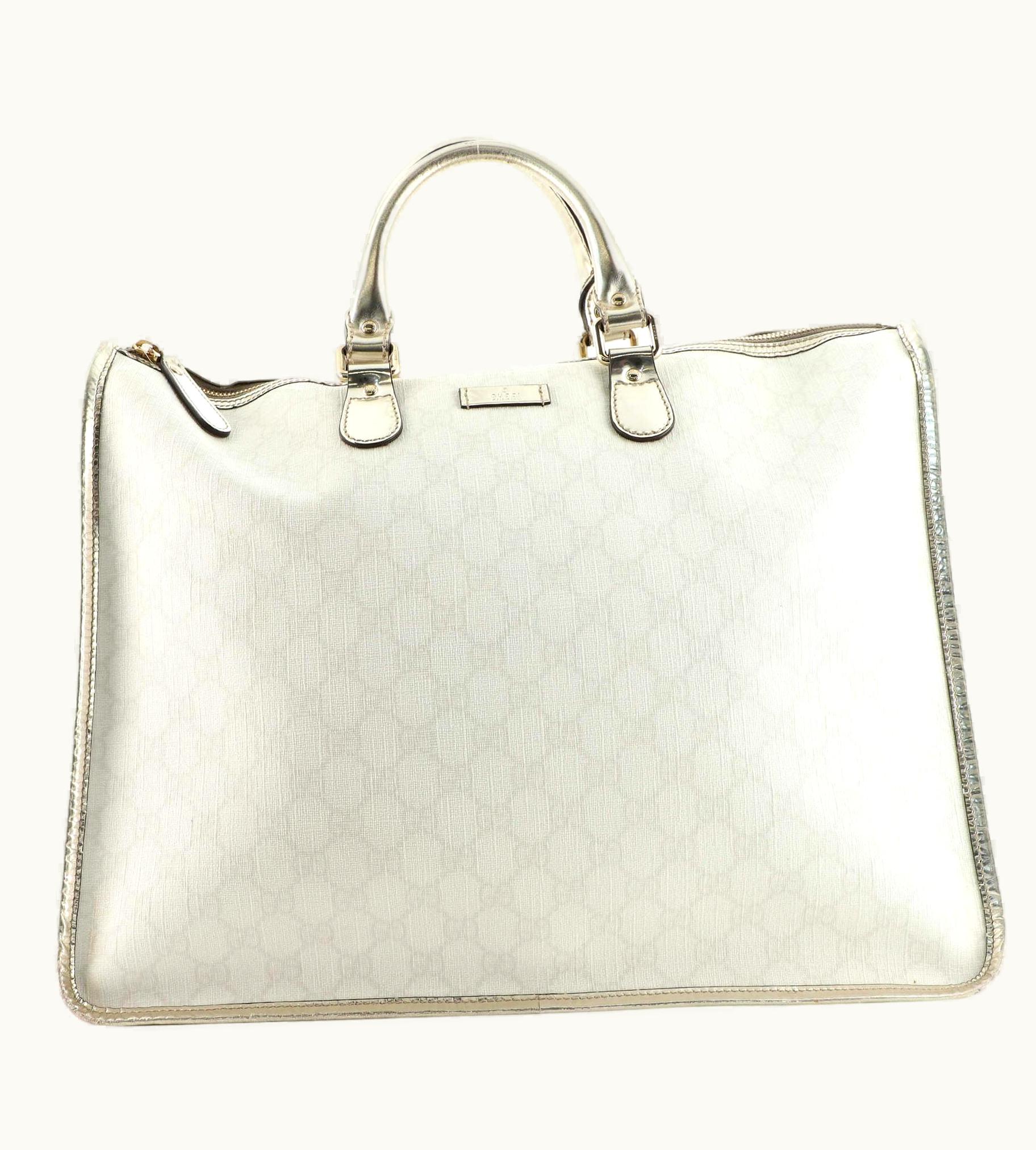 Gucci Plus Zip Tote Gg Coated Canvas Large