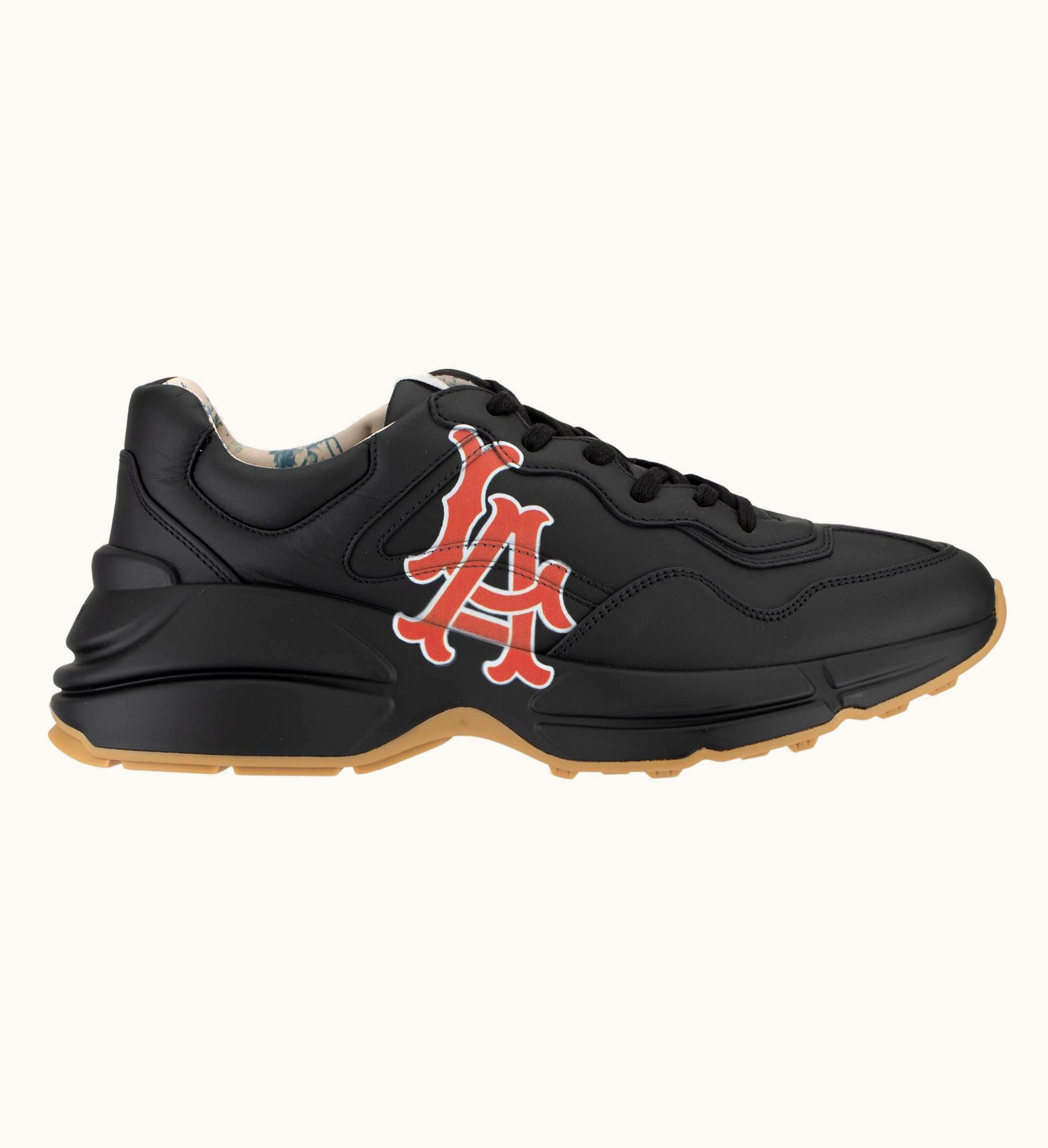 Gucci Rython Sneakers Black La Angels Logo 7 Us