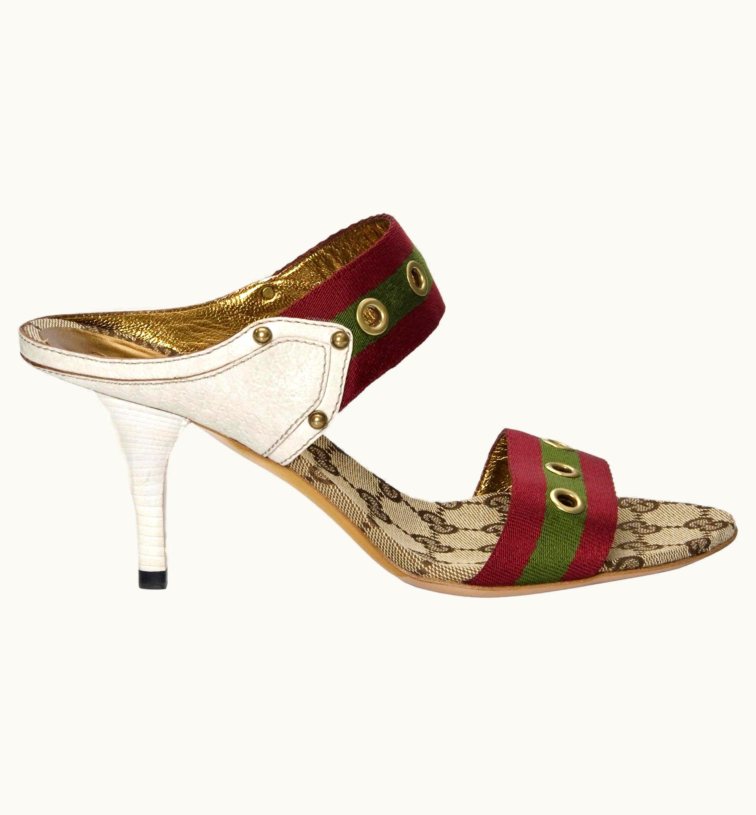 Gucci Gg Logo Web Mules Heels