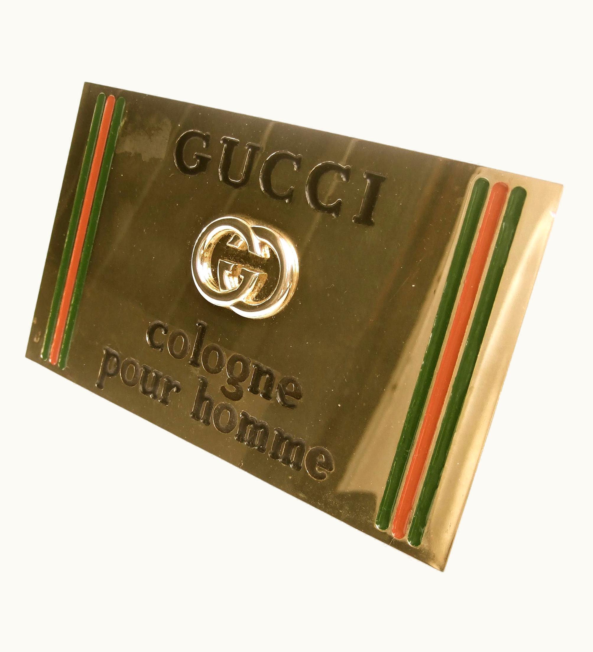 Gucci Rare Sleek Brass Metal Display Sign C 1970s