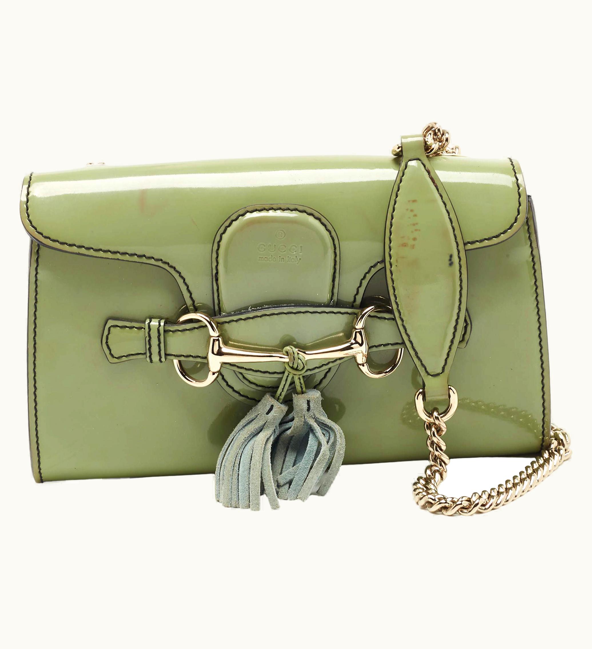 Gucci Gucci Light Green Patent Leather Emily Shoulder Bag