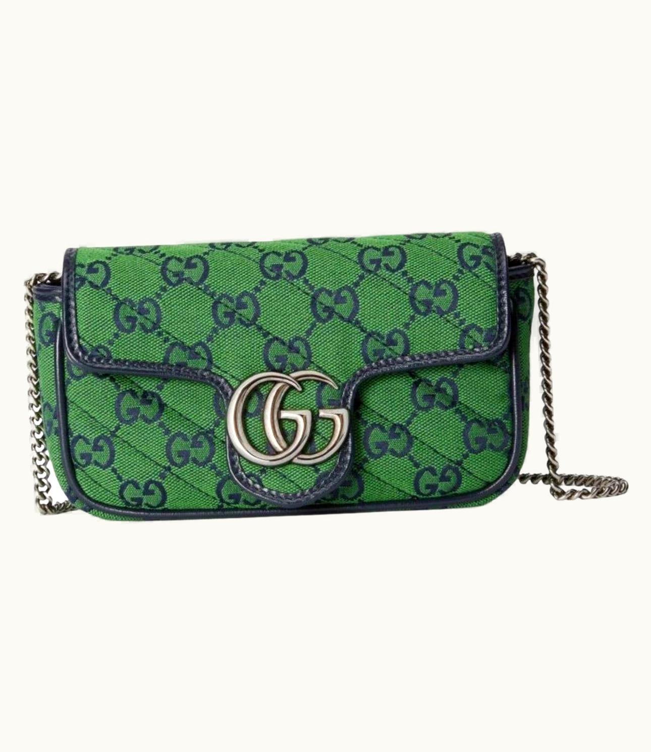 Gucci Gucci Green Gg Marmont Pink Super Mini Bag