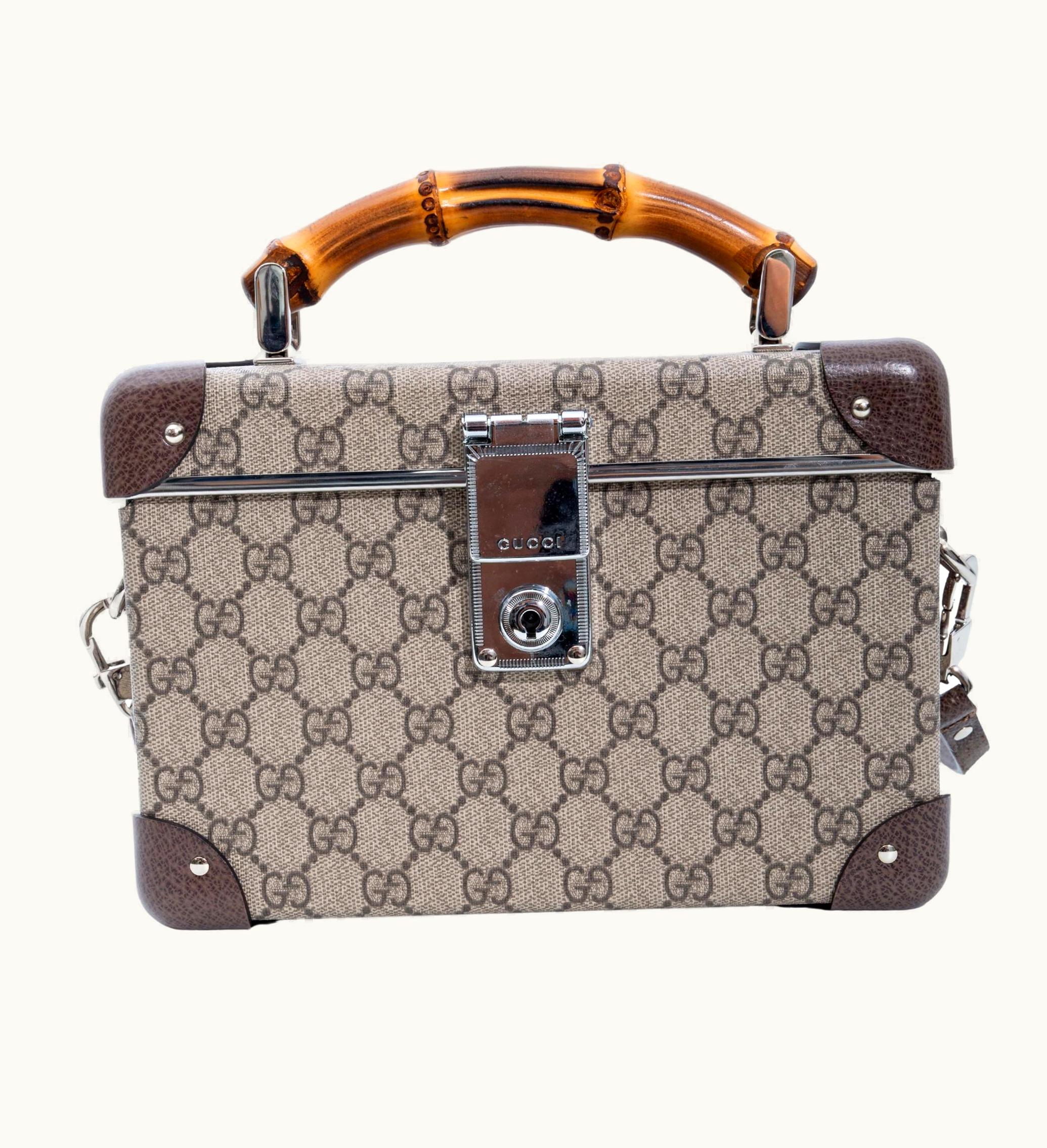 Gucci Gucci Monogram Gg Globe Trotter Bamboo Vanity Case Bag
