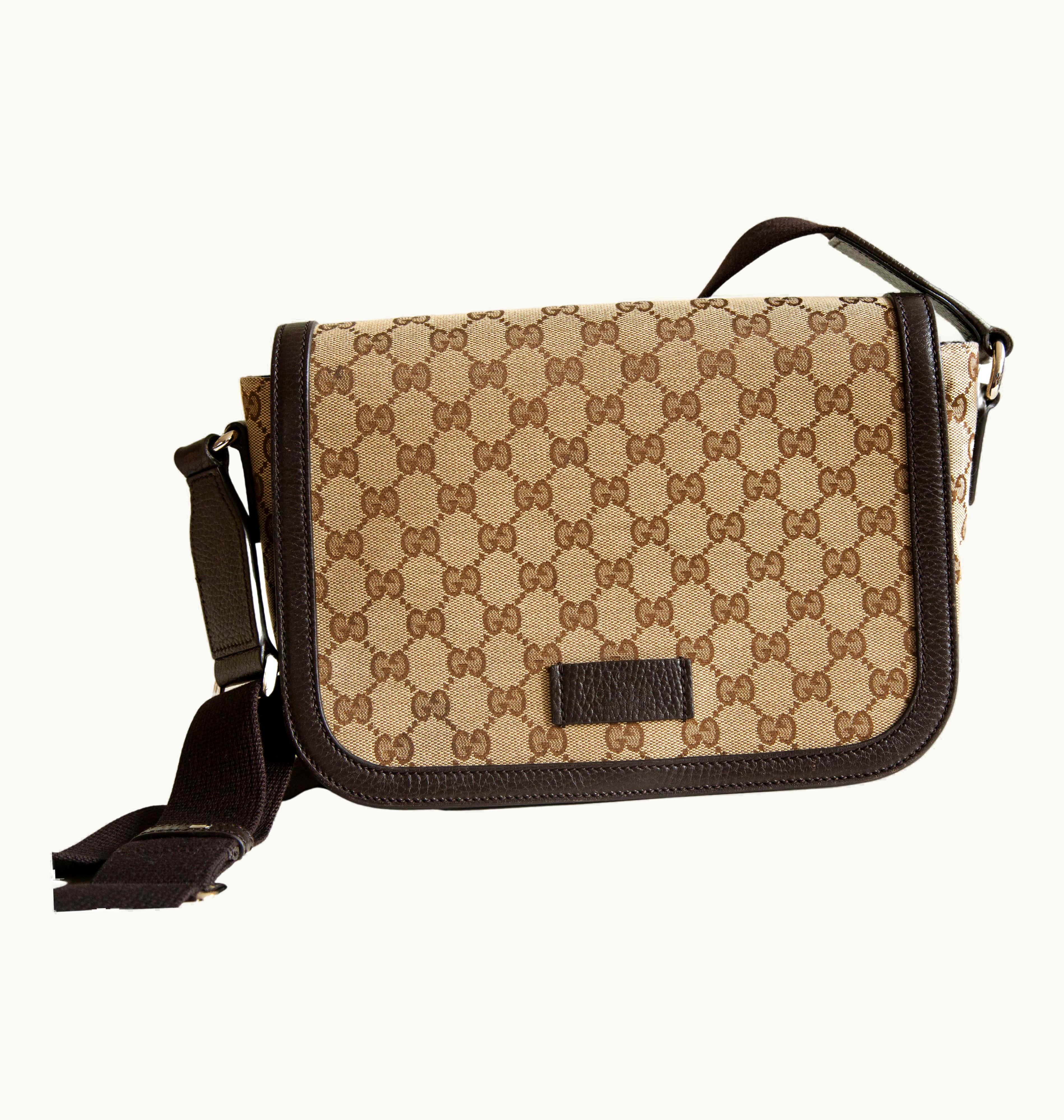 Gucci Gucci In Gg Brown And Beige Canvas Messenger Bag