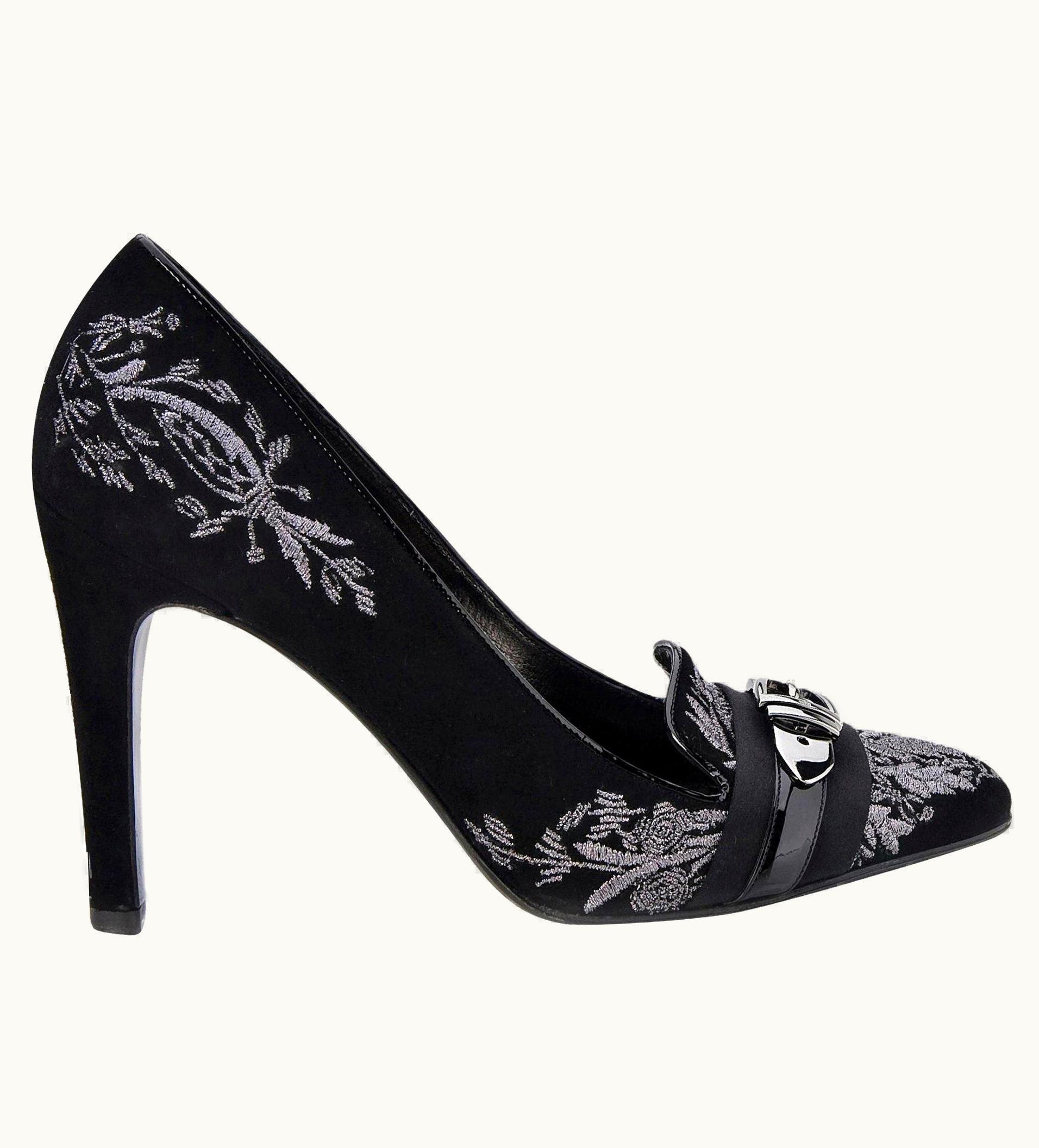 Gucci Gucci Runway Suede Brocade Buckle Heels
