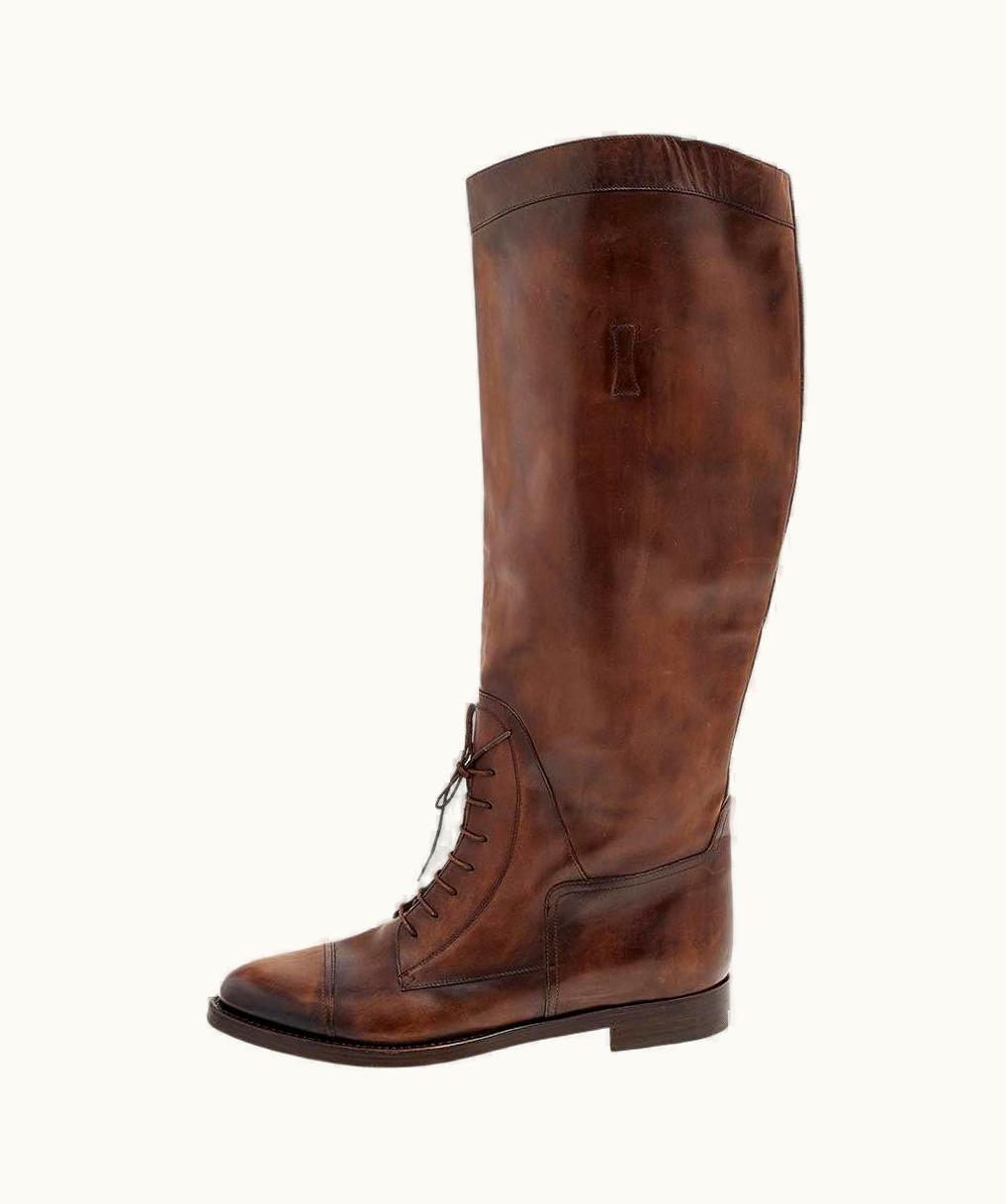 Gucci Gucci Dark Brown Leather Knee Length Boots