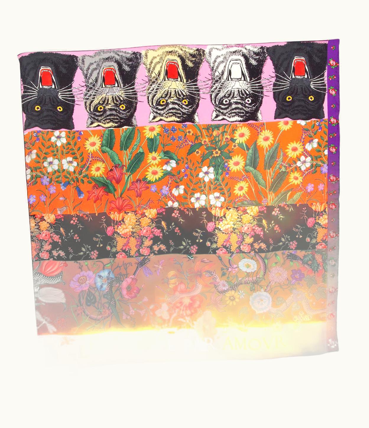 Gucci Gucci Multicoloured Silk 'aveugle Par Amour 90 Scarf