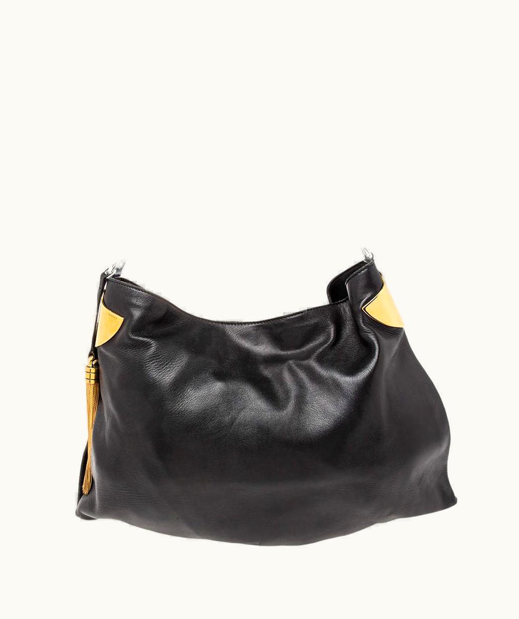 Gucci Gucci Black Leather Large Gucci 1970 Shoulder Bag
