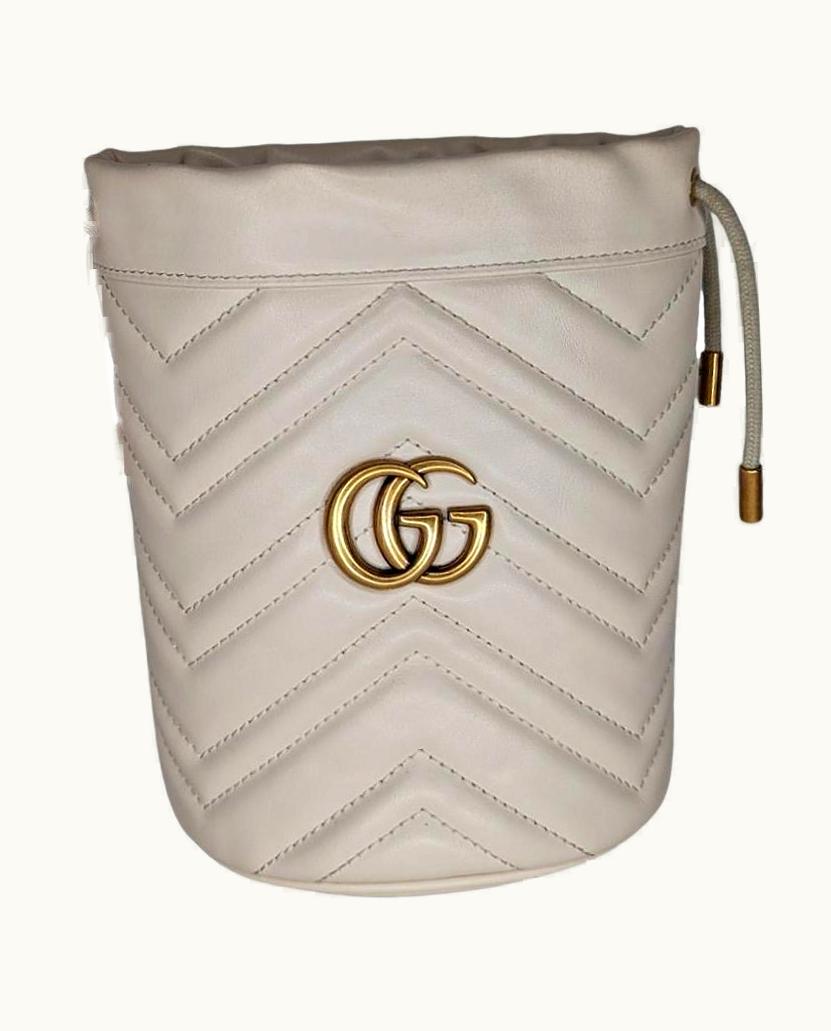 Gucci Gucci Gg Marmont Mini Bucket Crossbody Bag White