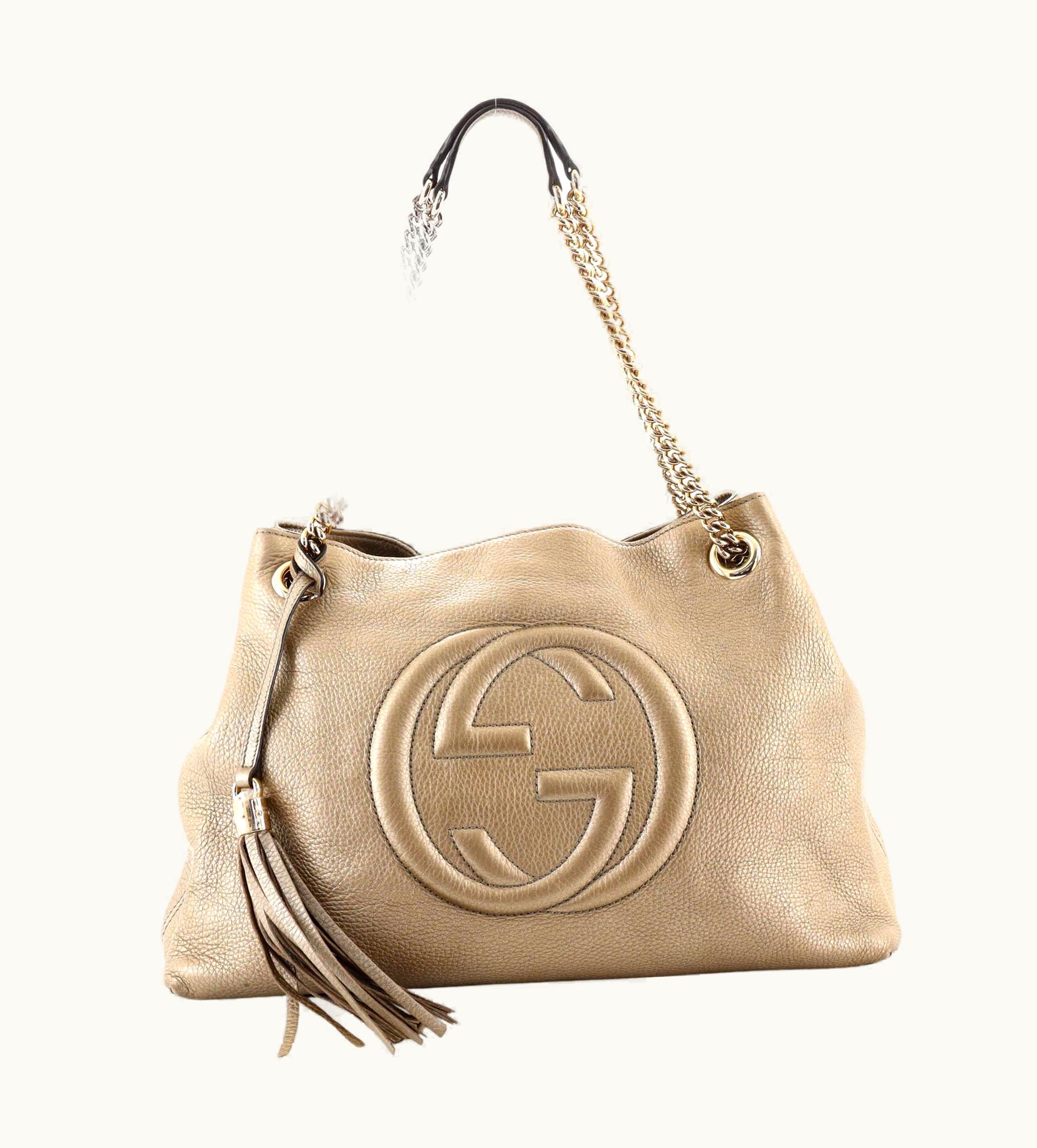 Gucci Gucci Soho Chain Strap Shoulder Bag Leather Medium Metallic Gold