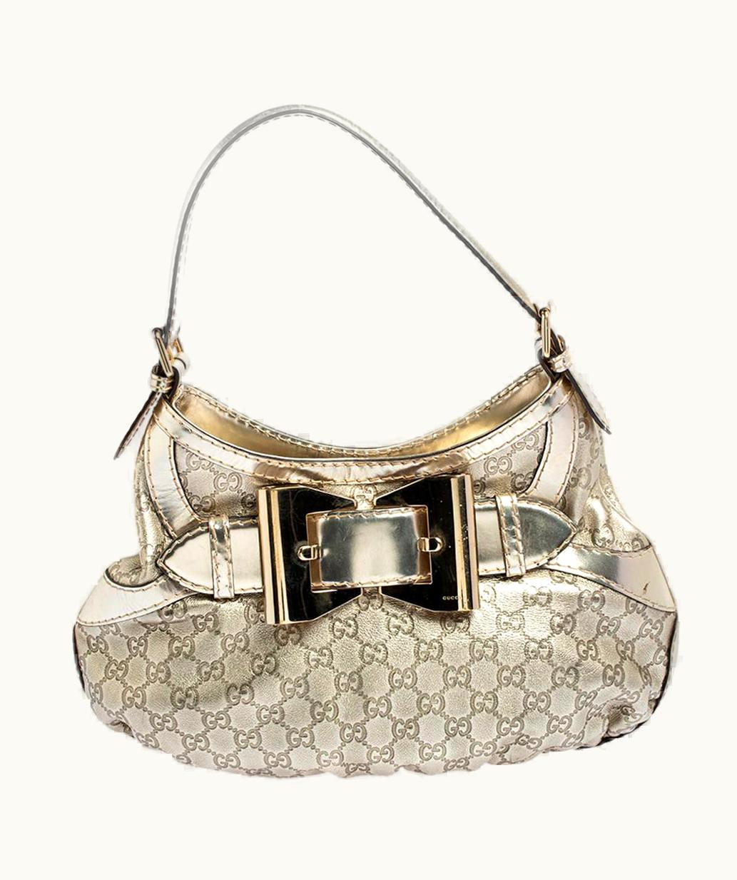 Gucci Gucci Light Gold Guccissima Leather Medium Queen Hobo