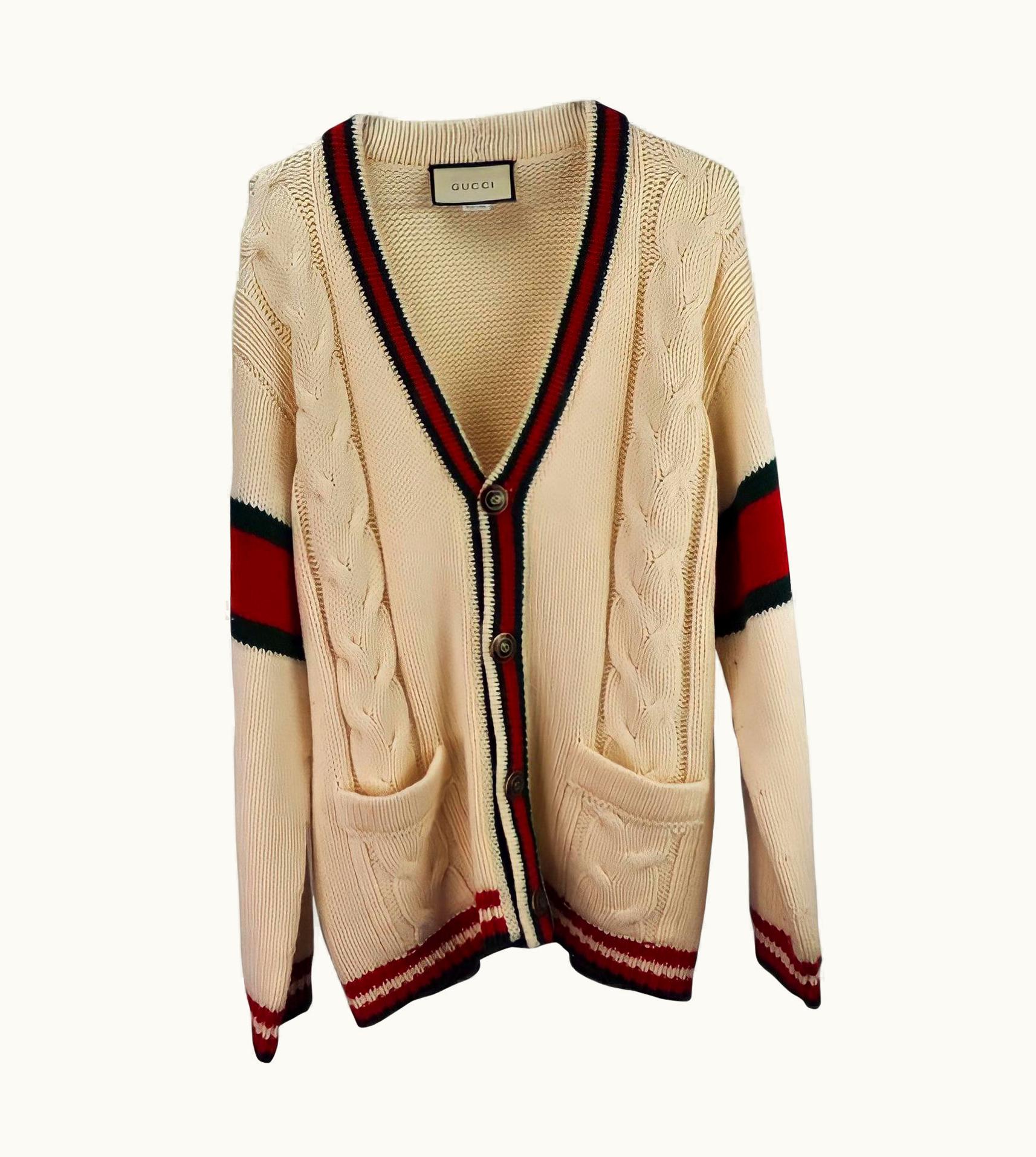 Gucci Gucci Wool Oversized Cable Knit Cardigan (Medium)