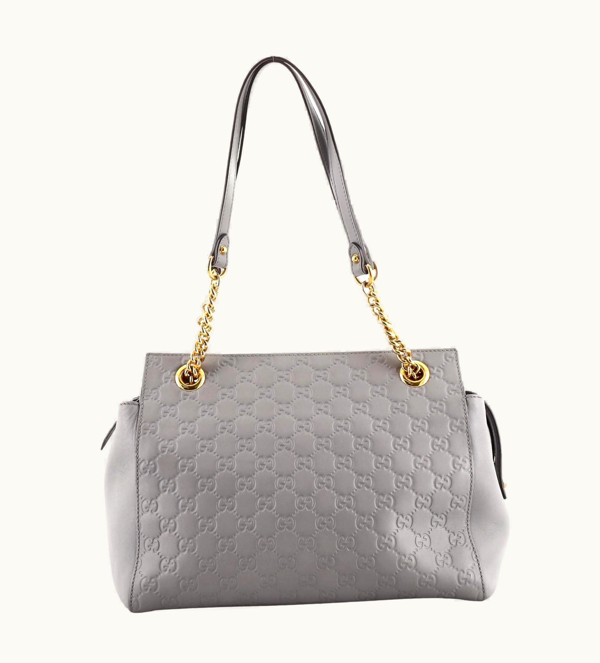 Gucci Gucci 129482/2 Soft Signature Shoulder Bag Guccissima Leather Medium Gray