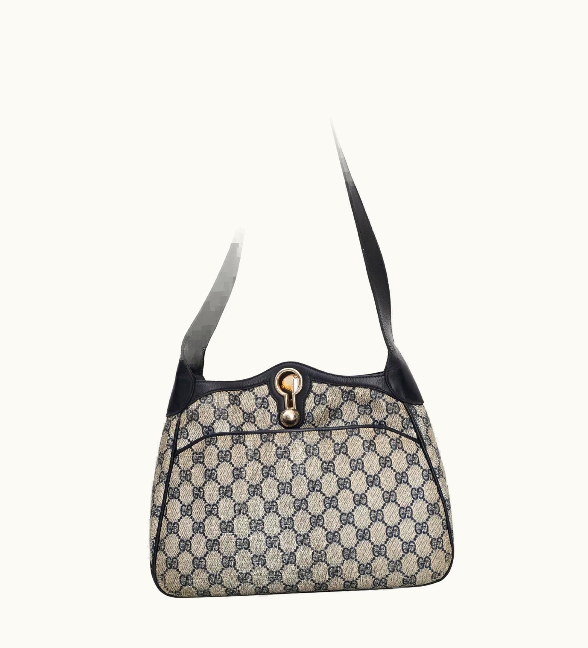Gucci Gucci Vintage Navy Micro Gg Supreme Shoulder Bag