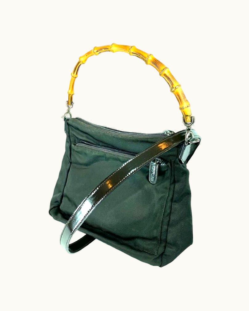 Gucci Gucci Bamboo 2way 9ga629 Brown Nylon Hobo Bag