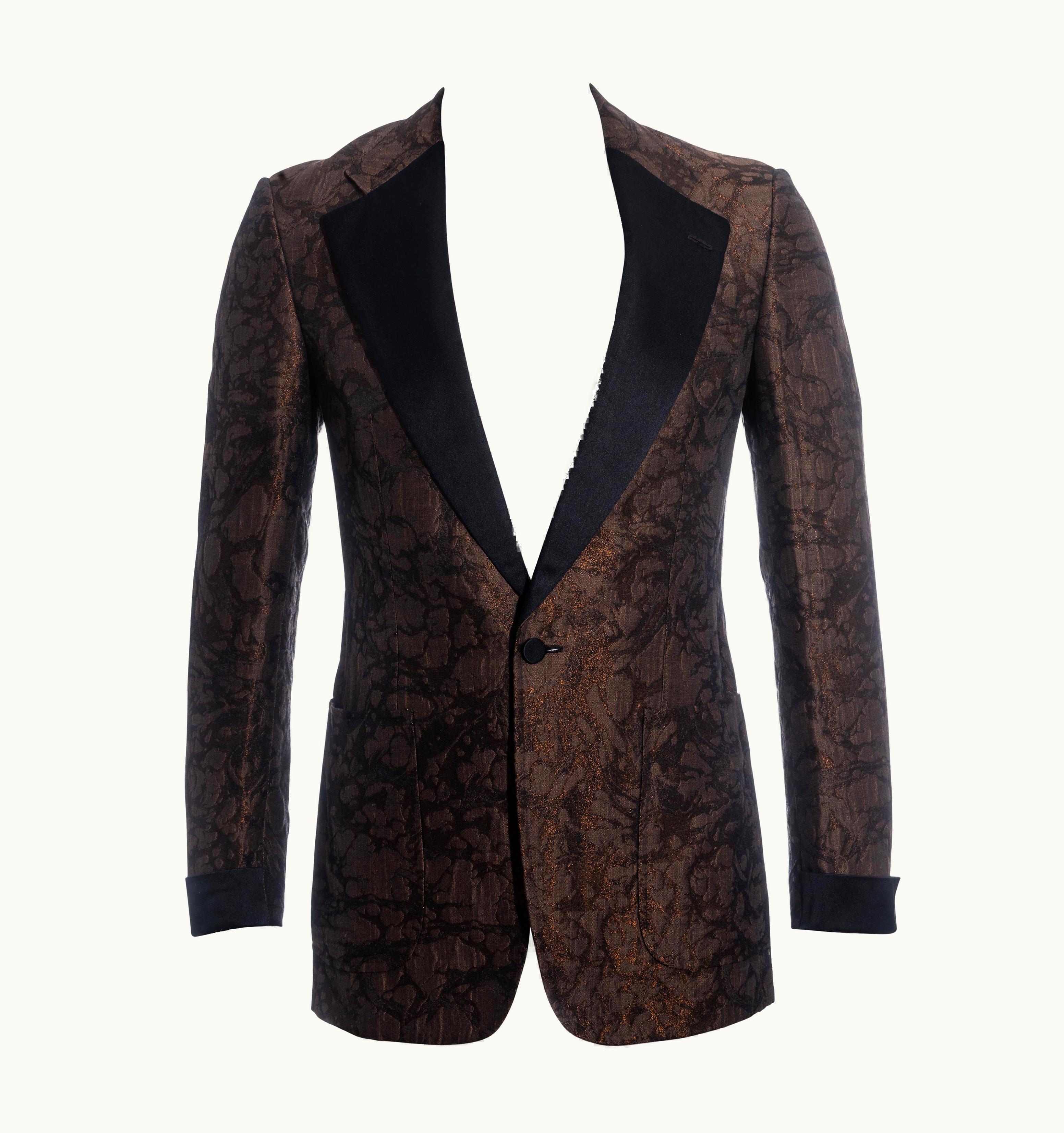 Gucci Men' Gucci Bronze Jacquard Evening Blazer Jacket, S/S 2005