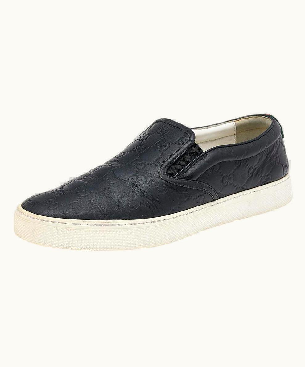 Gucci Gucci Black Guccissima Leather Slip On Sneakers