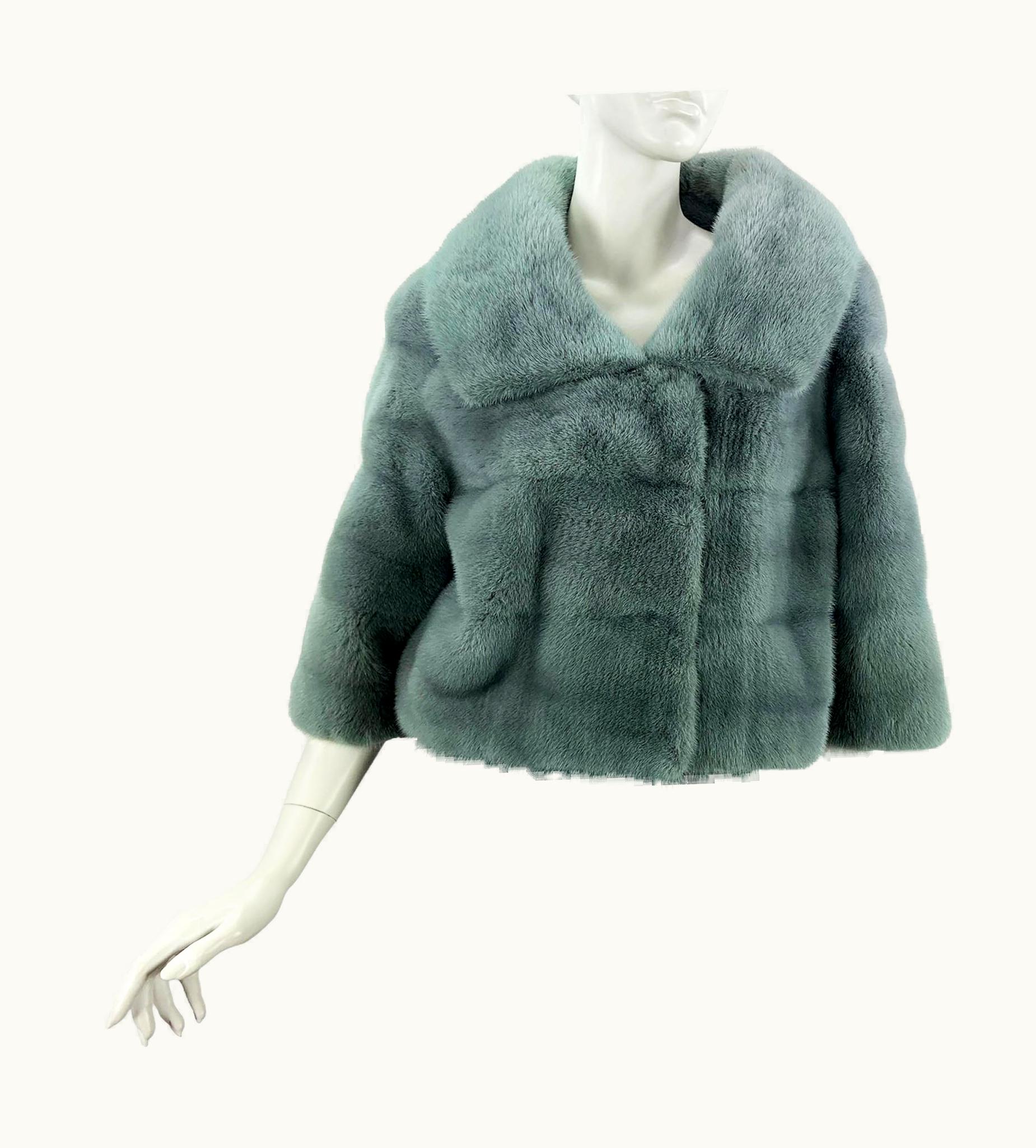 Gucci Gucci Gray Blue Mink Cape Jacket Italian