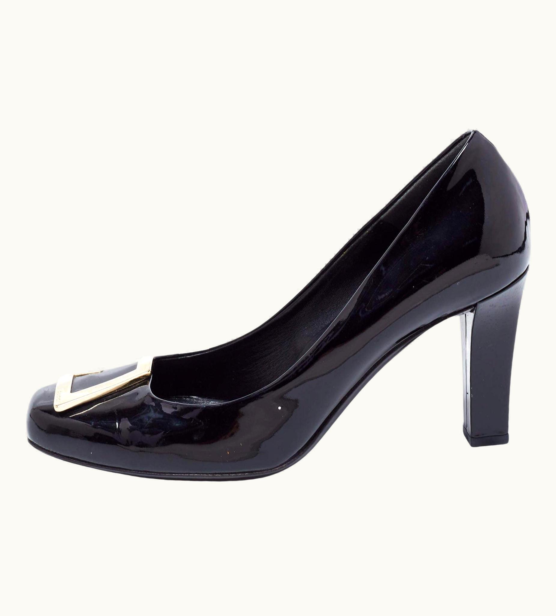 Gucci Gucci Black Patent Leather Block Heel Pumps
