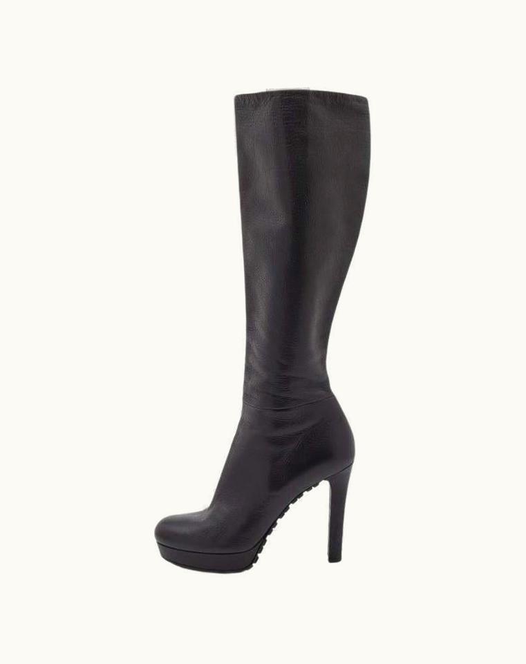 Gucci Gucci Black Leather Knee Length Boots
