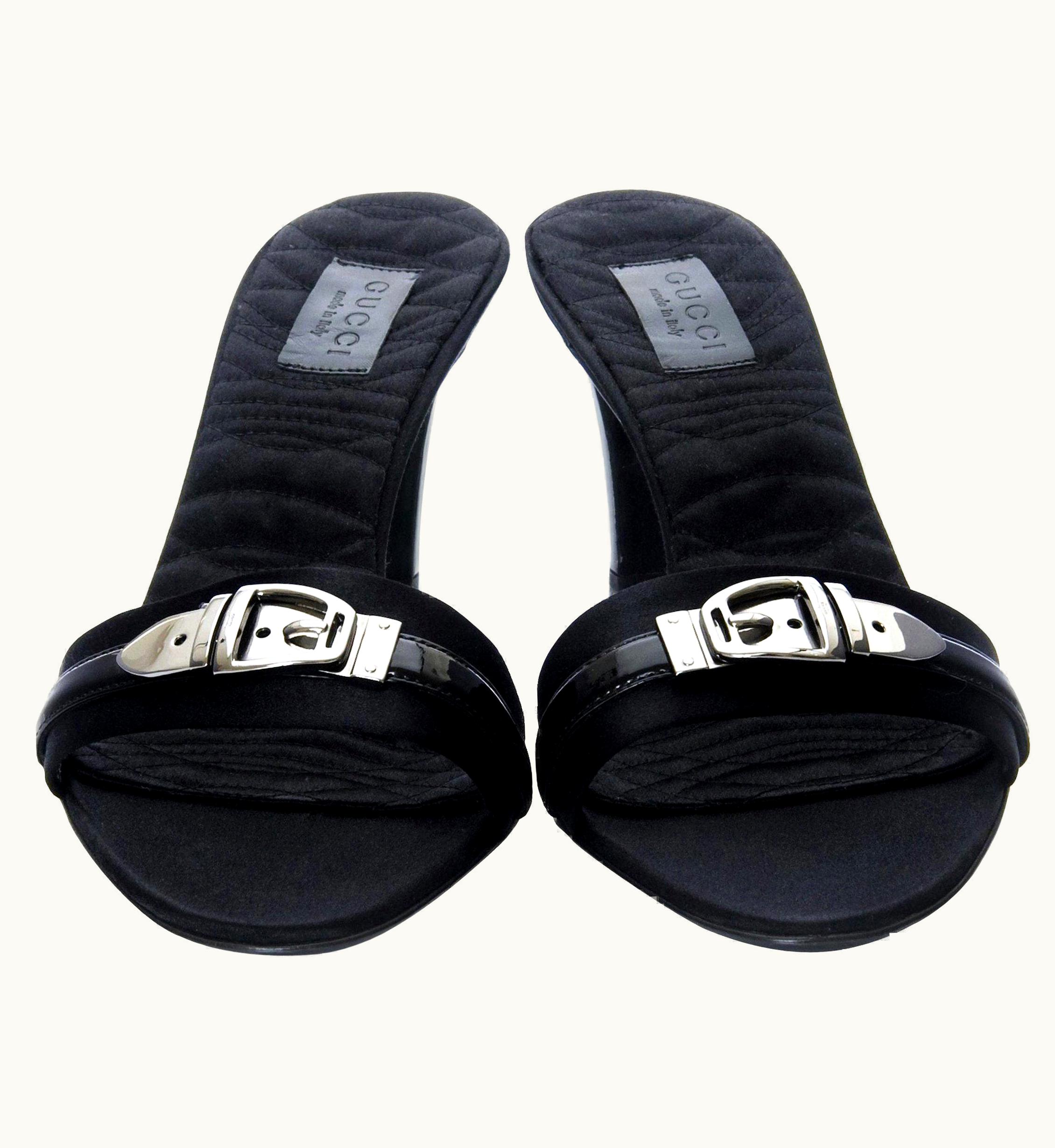 Gucci Gucci Quilted Satin Buckle Horsebit Heels