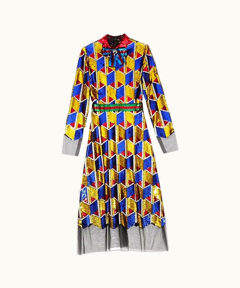 Gucci Resort 2017 Gucci Sequin Geometric Dress