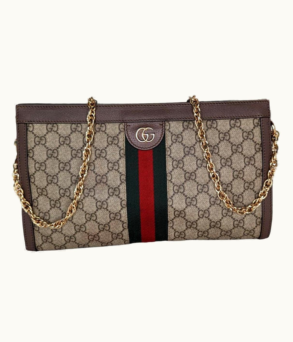 Gucci Gucci Gg Supreme Monogram Web Medium Ophidia Chain Shoulder Bag