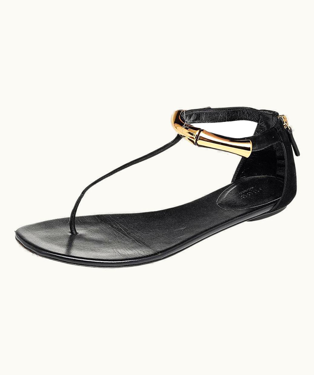 Gucci Gucci Black Suede Thong Sandals