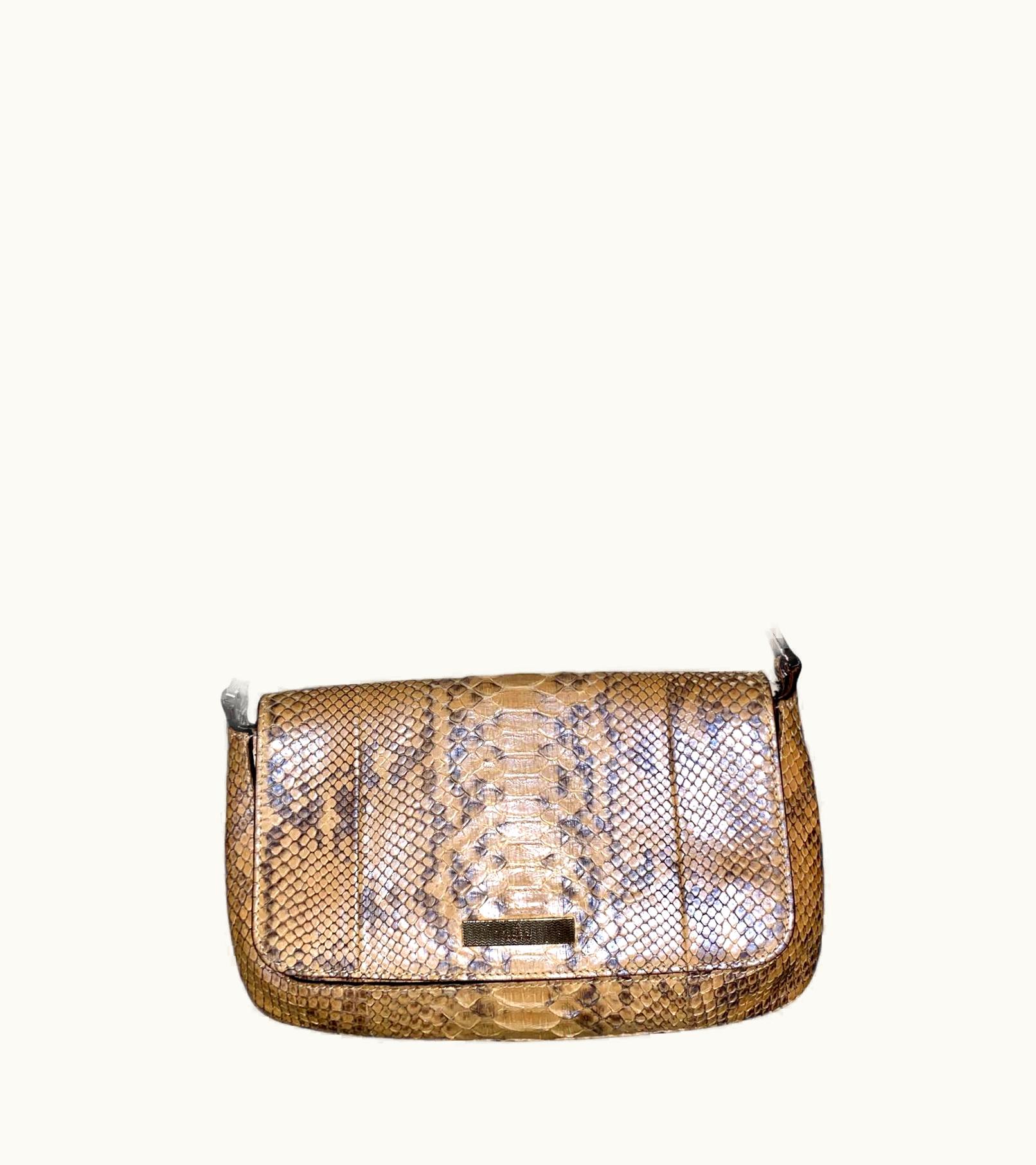 Gucci Rare Gucci By Tom Ford 2000 Exotic Skin Clutch Bag Purse With Chain Strap