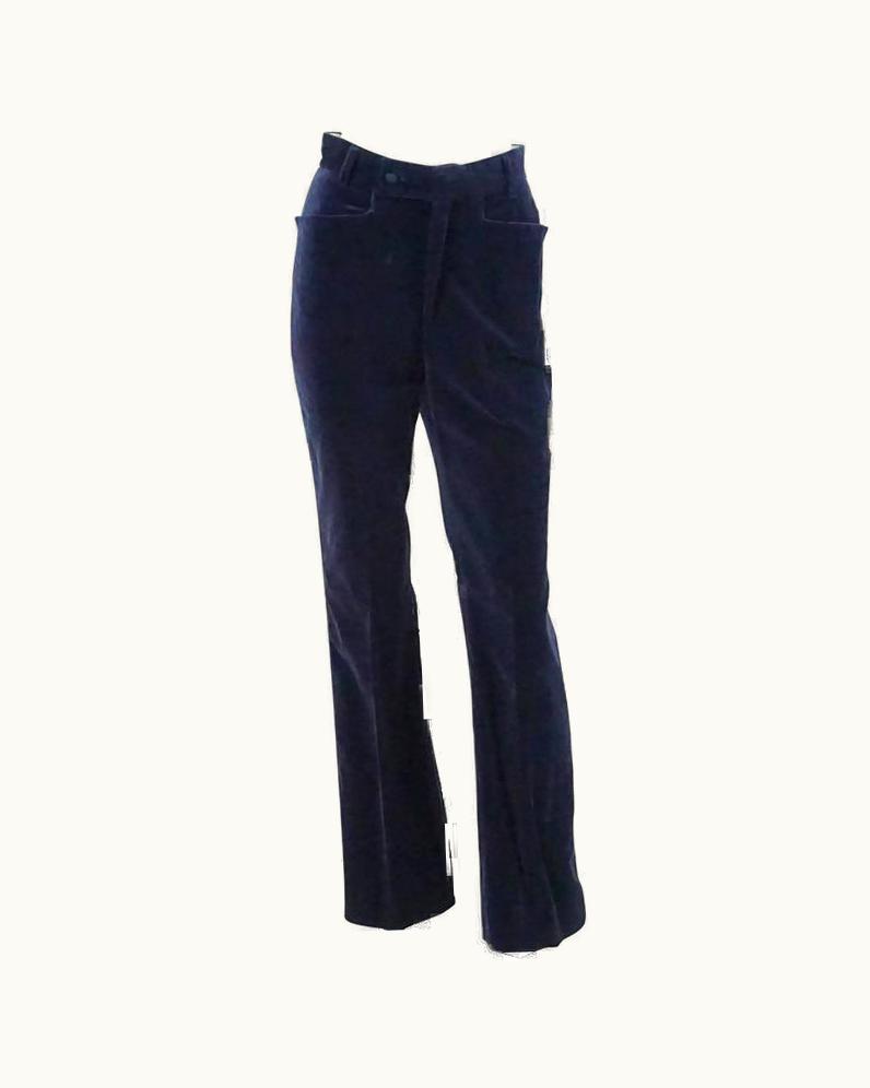 Gucci Gucci Navy Velvet High Waisted Pants With Silk Sides