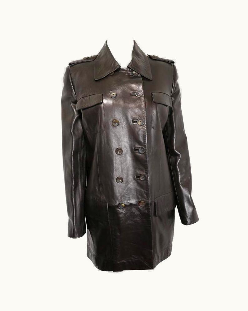 Gucci Gucci By Tom Ford Brown Leather Double Breasted Jacket