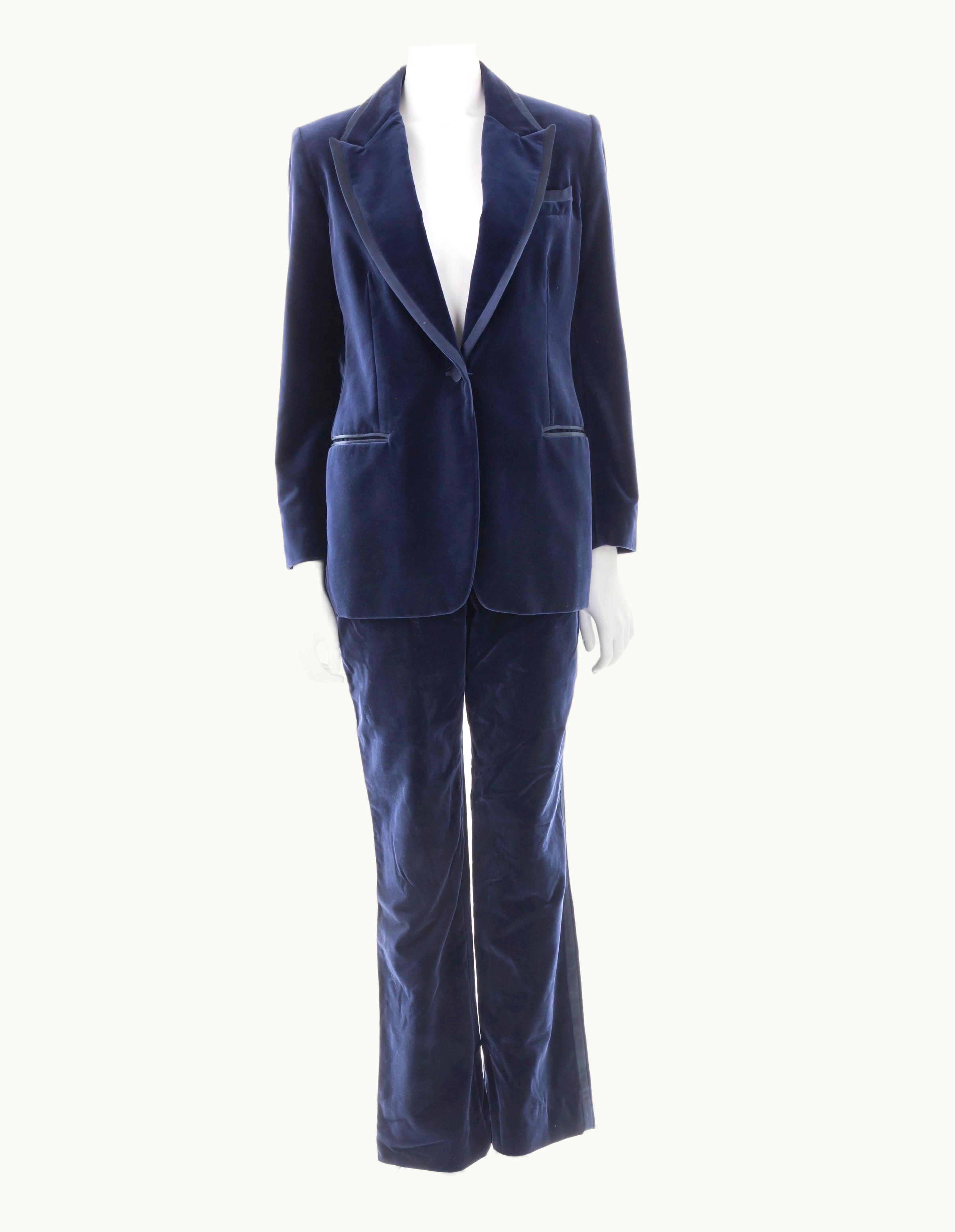 Gucci Gucci AW 1996 Blue Velvet Jacket And Pant Tuxedo Suit