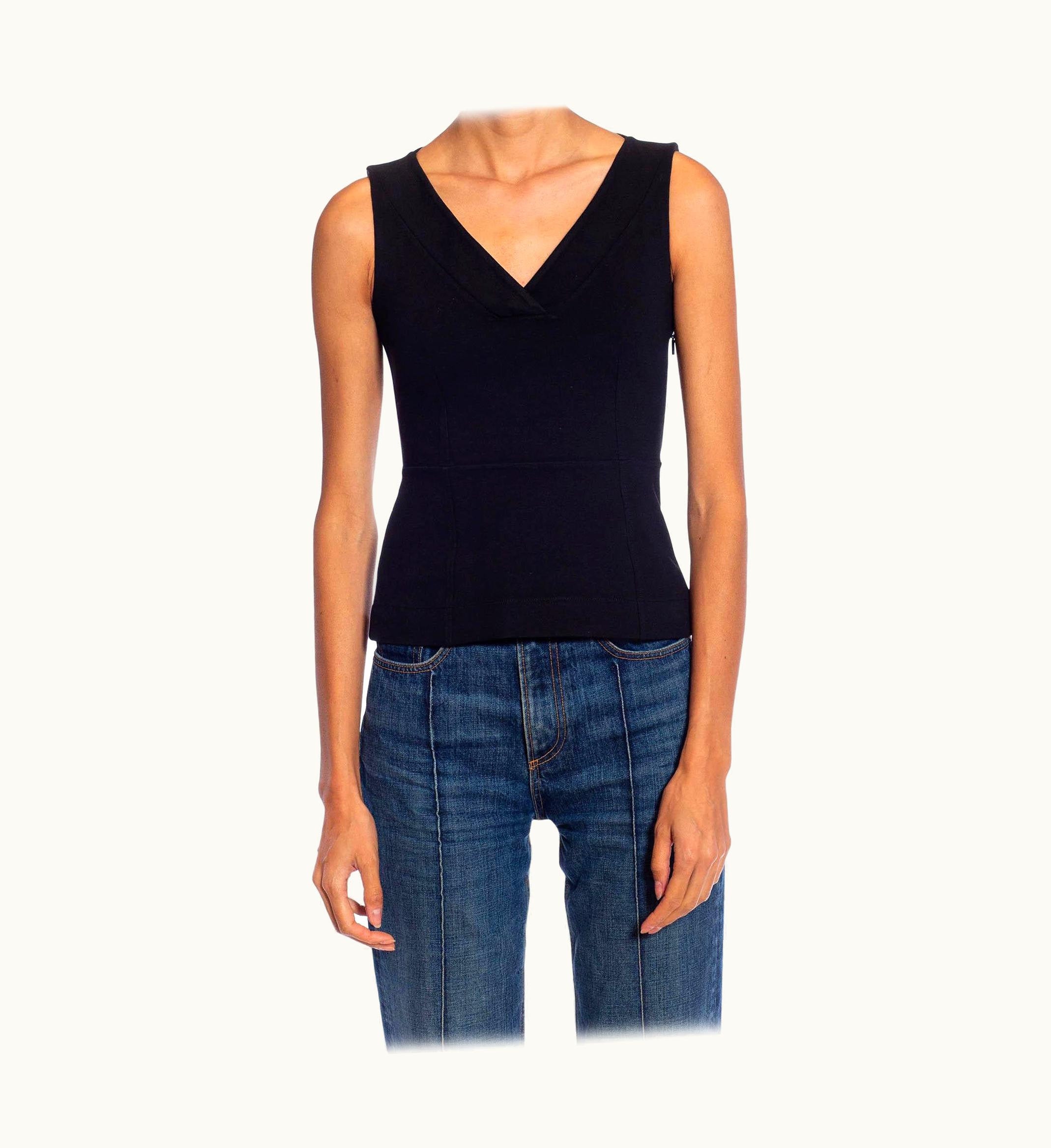 Gucci 1990s Gucci Black Poly Blend Tom Ford Era Sleeveless Top