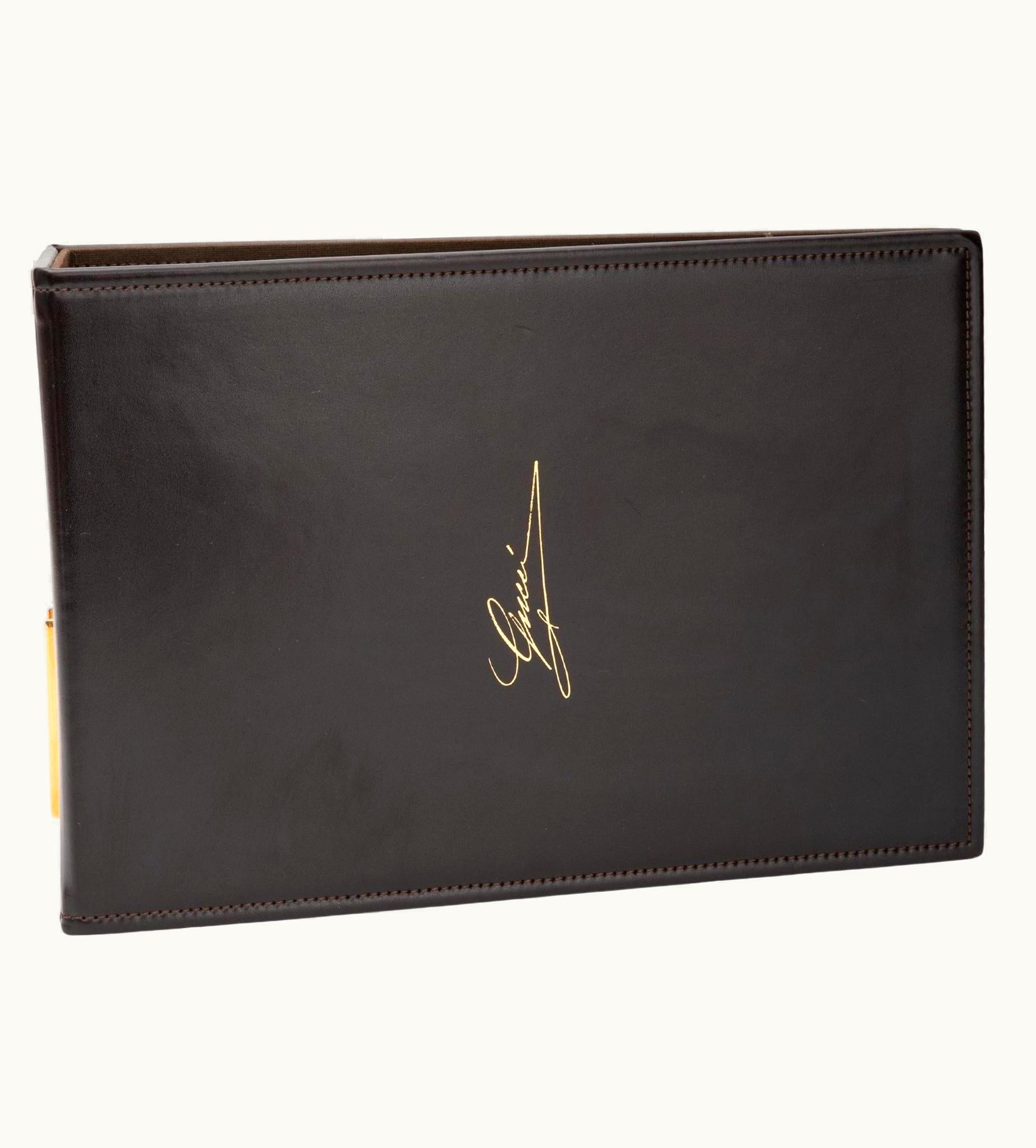 Gucci Gucci Vintage Brown Leather 2 Ring Binder