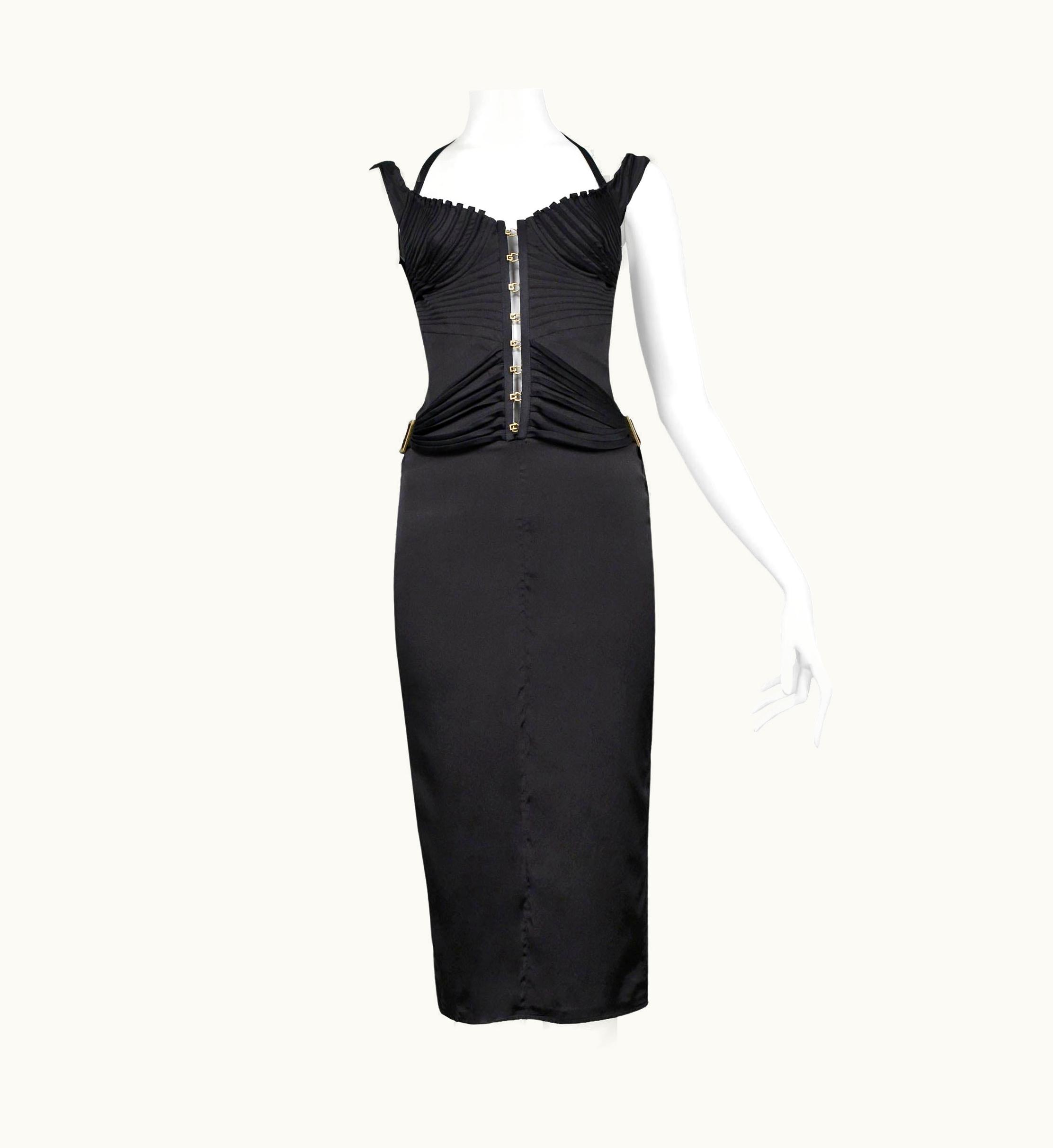 Gucci Gucci By Tom Ford Black Corset Cocktail Dress