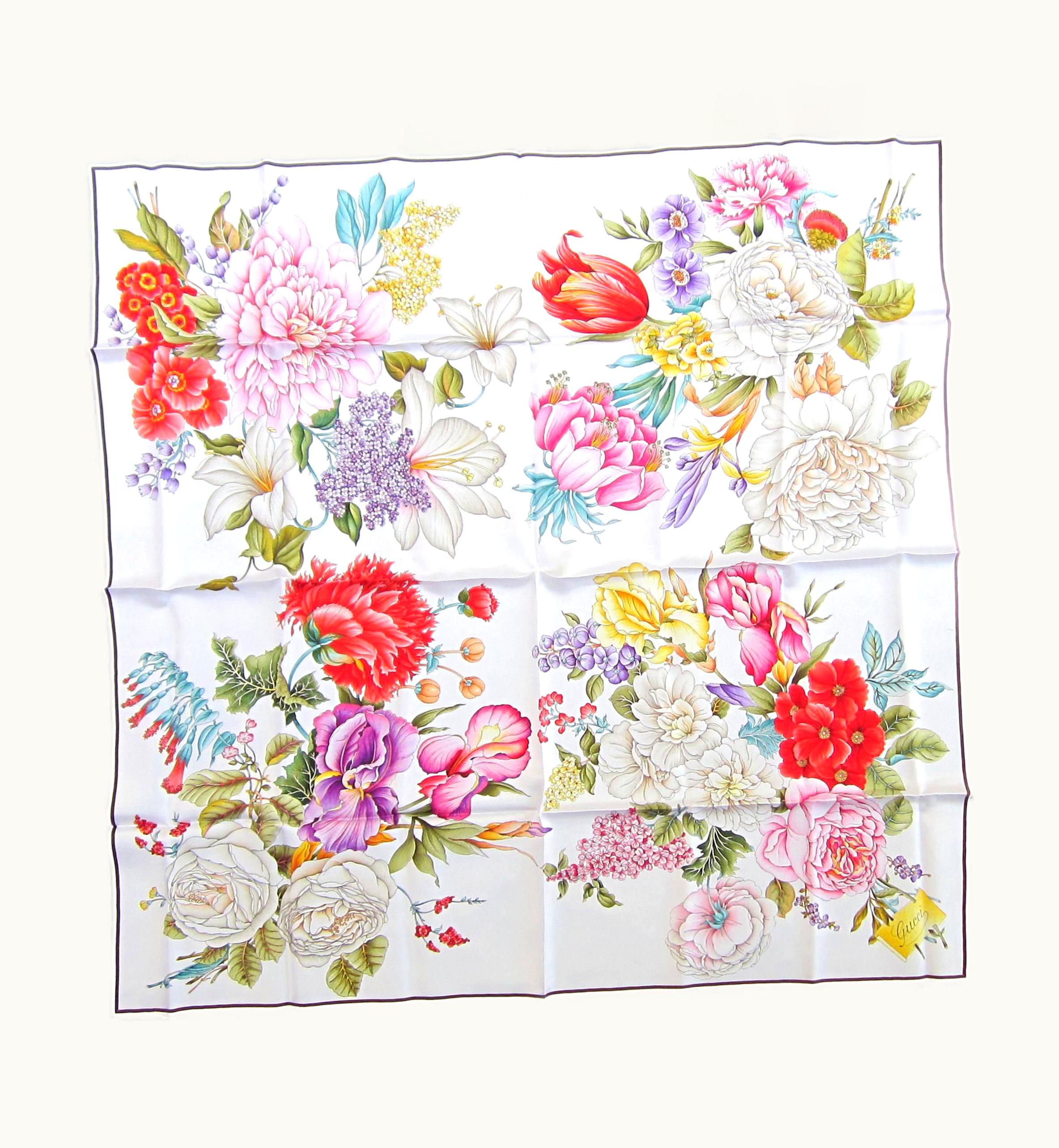Gucci 1990s Gucci Silk Floral Scarf New, Never Worn UZ0573456